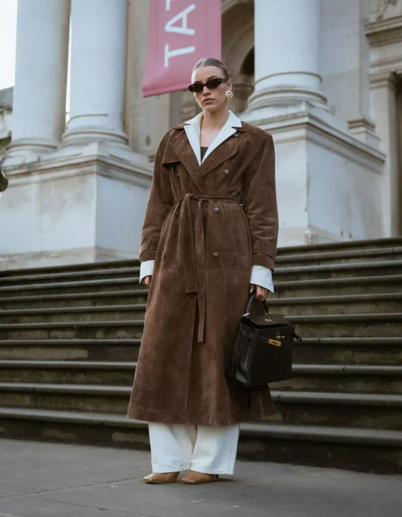 Mariza – Suede trench coat – Płaszcz z podwójnym zapięciem i paskiem-15263139332421-Róża Kwiatowa