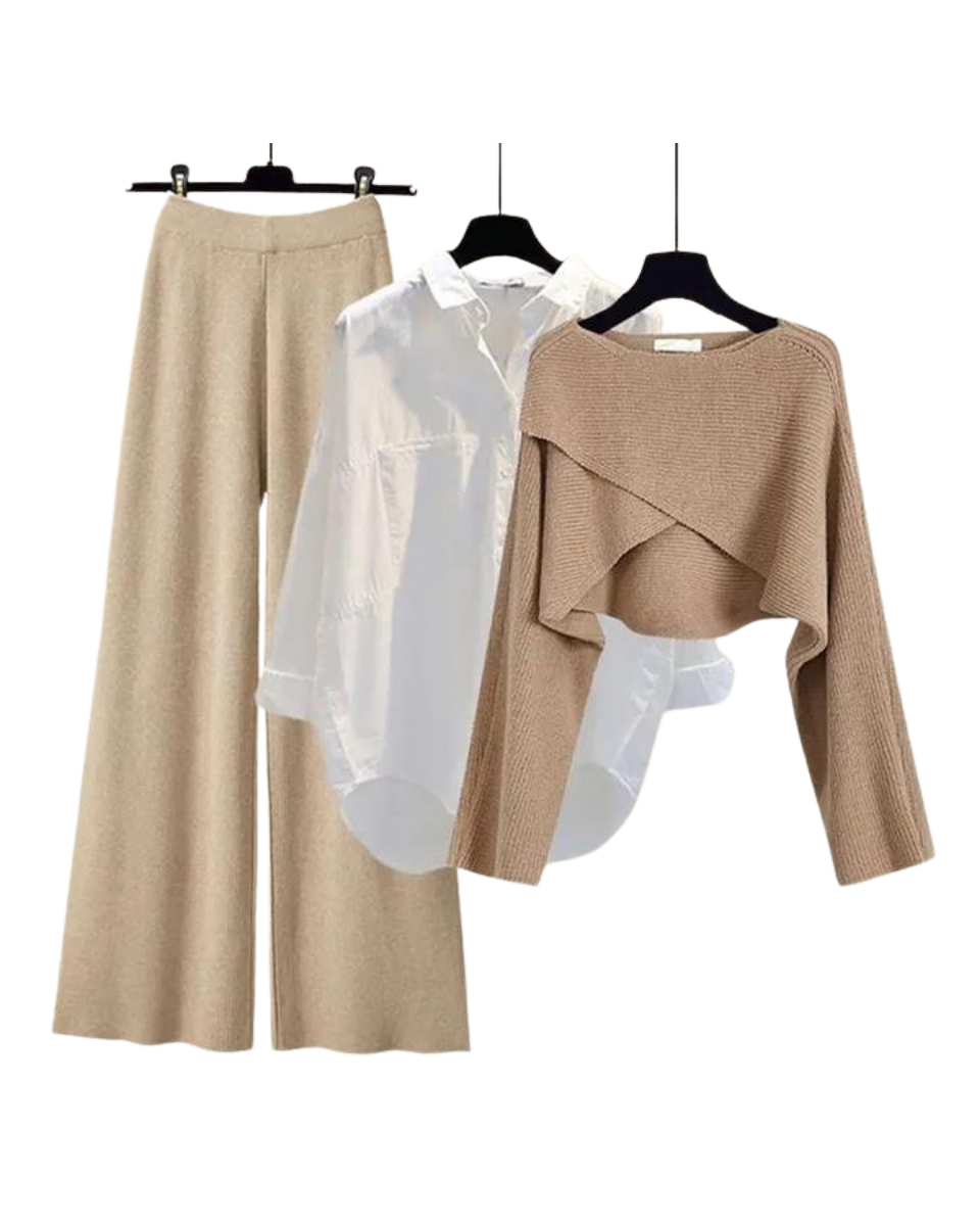Chloé – Luźny krój – Trzyczęściowy zestaw-15216327885125-Róża Kwiatowa