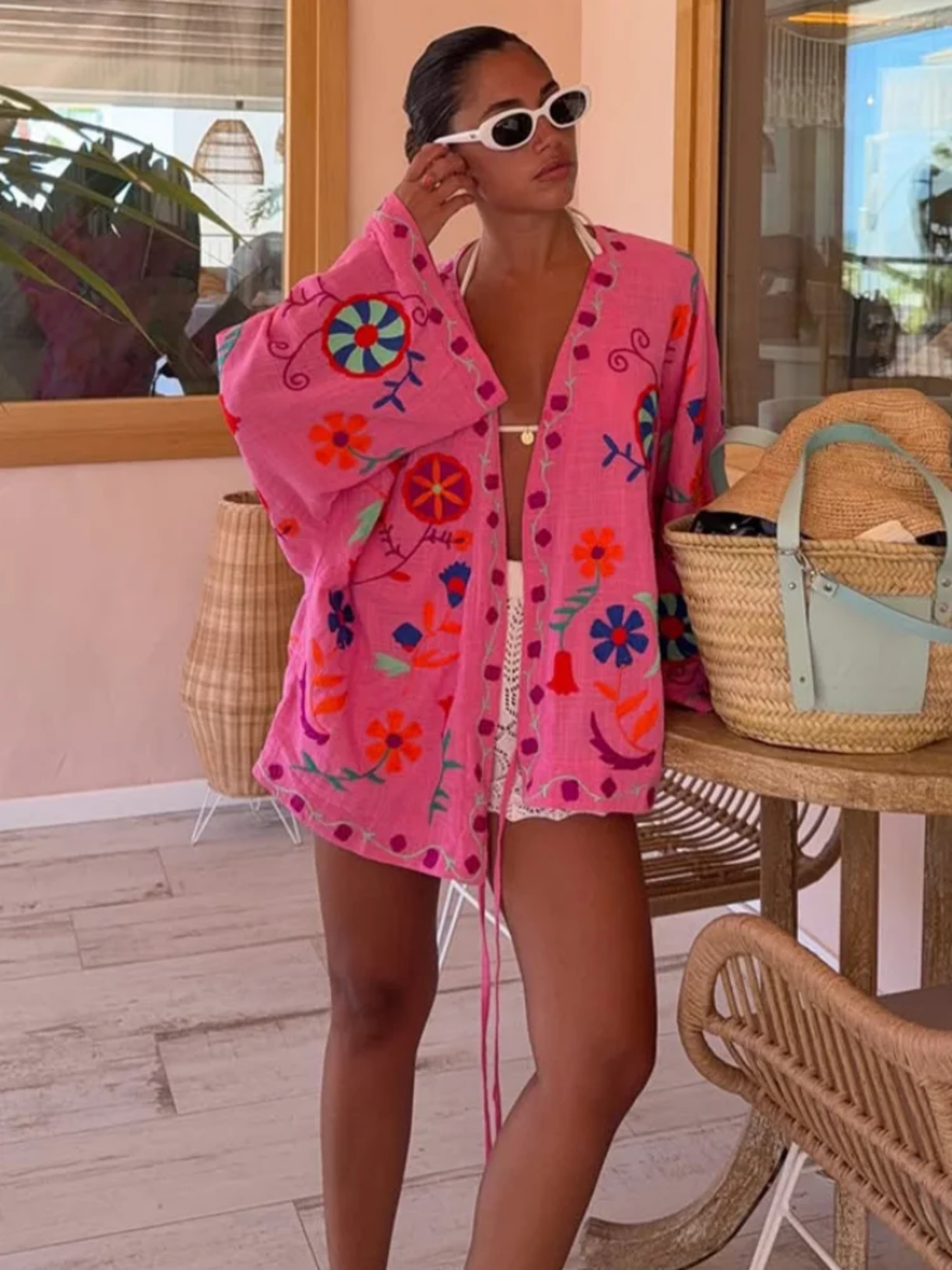 Rosavita – Boho kwiaty – Haftowany top kimono-15248381346117-Róża Kwiatowa