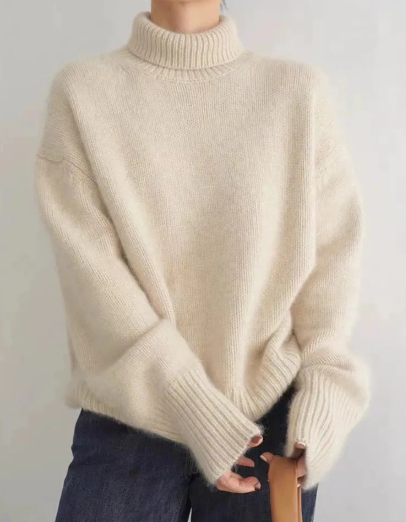 Zella – Przytulny krój – Sweter z golfem-15298067562821-Róża Kwiatowa