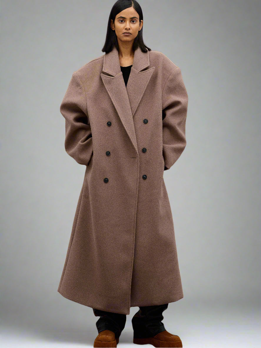 Monterelle – Oversized sylwetka – Płaszcz wełniany-15294438801733-Róża Kwiatowa