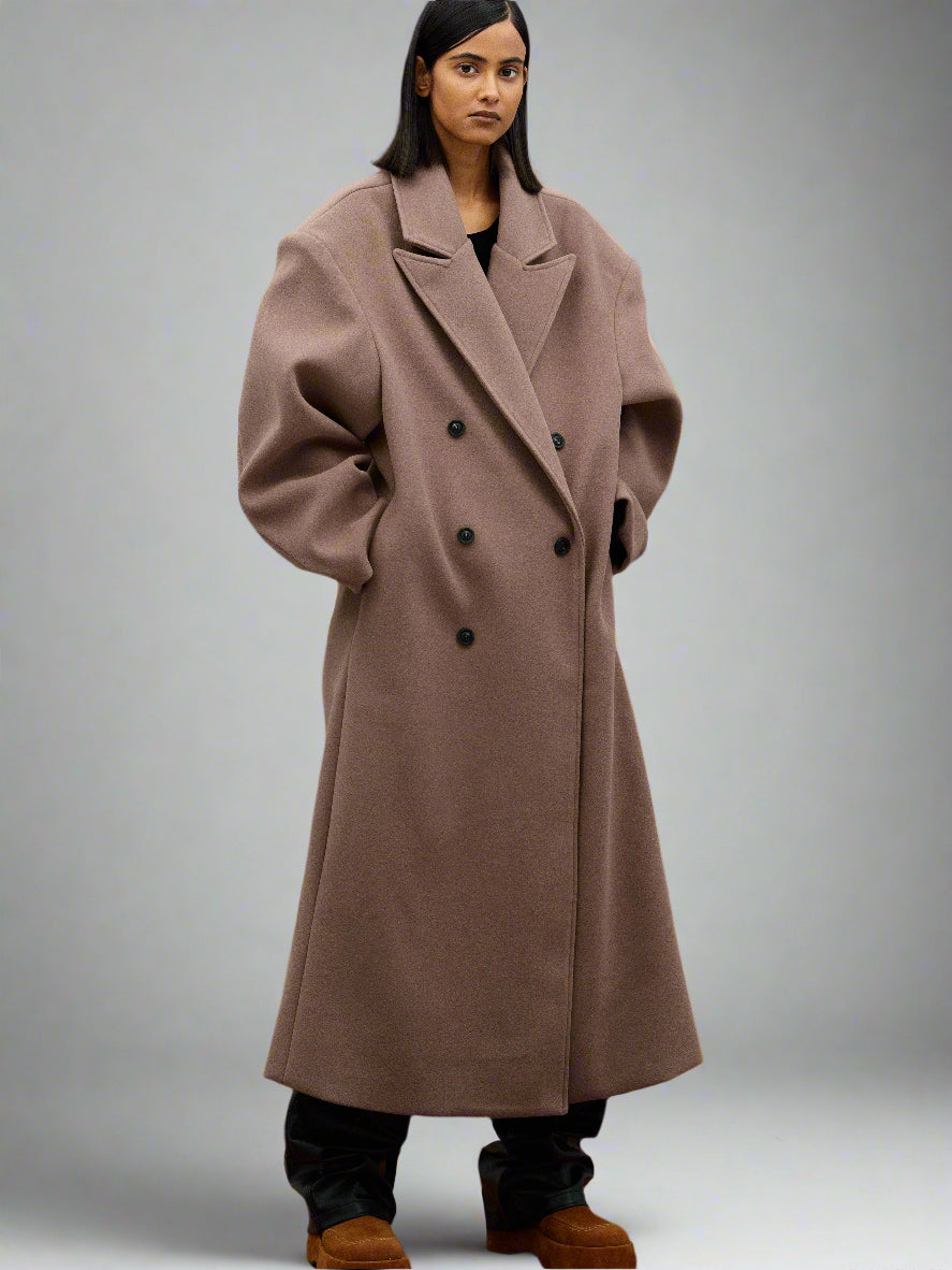 Monterelle – Oversized sylwetka – Płaszcz wełniany-15294438801733-Róża Kwiatowa