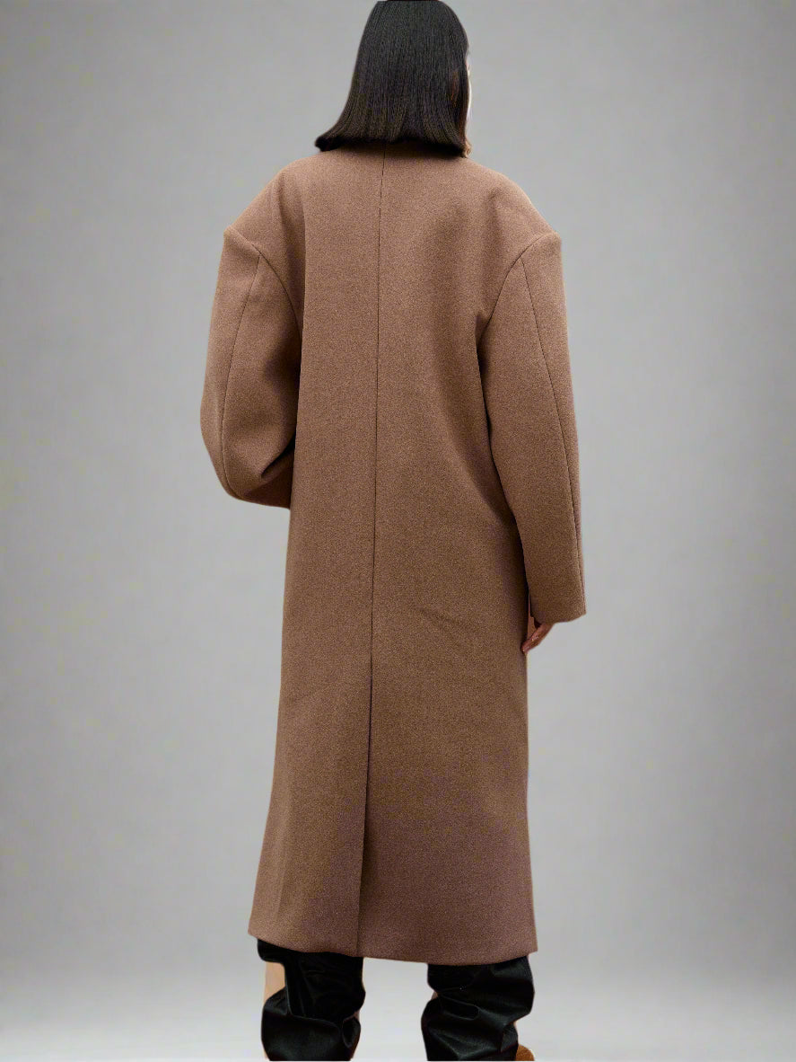 Monterelle – Oversized sylwetka – Płaszcz wełniany-15294438801733-Róża Kwiatowa