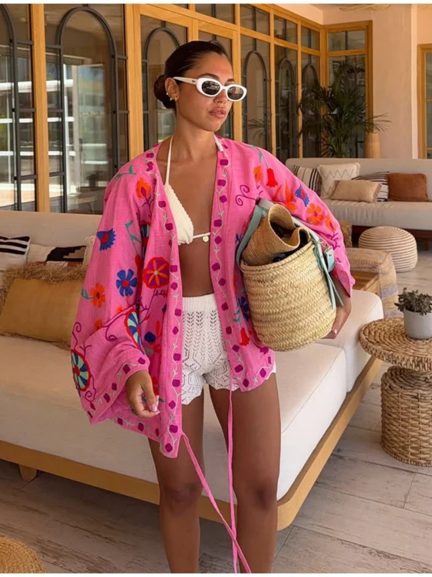 Rosavita – Boho kwiaty – Haftowany top kimono-15248381346117-Róża Kwiatowa