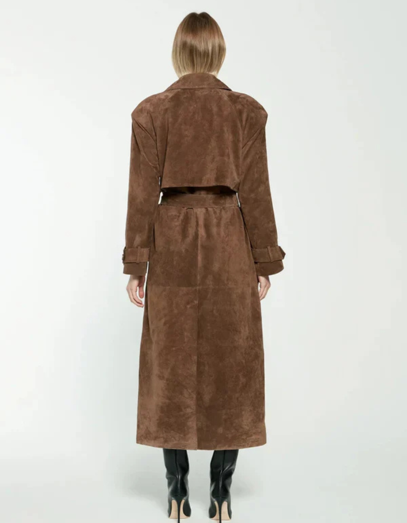 Mariza – Suede trench coat – Płaszcz z podwójnym zapięciem i paskiem-15263139332421-Róża Kwiatowa