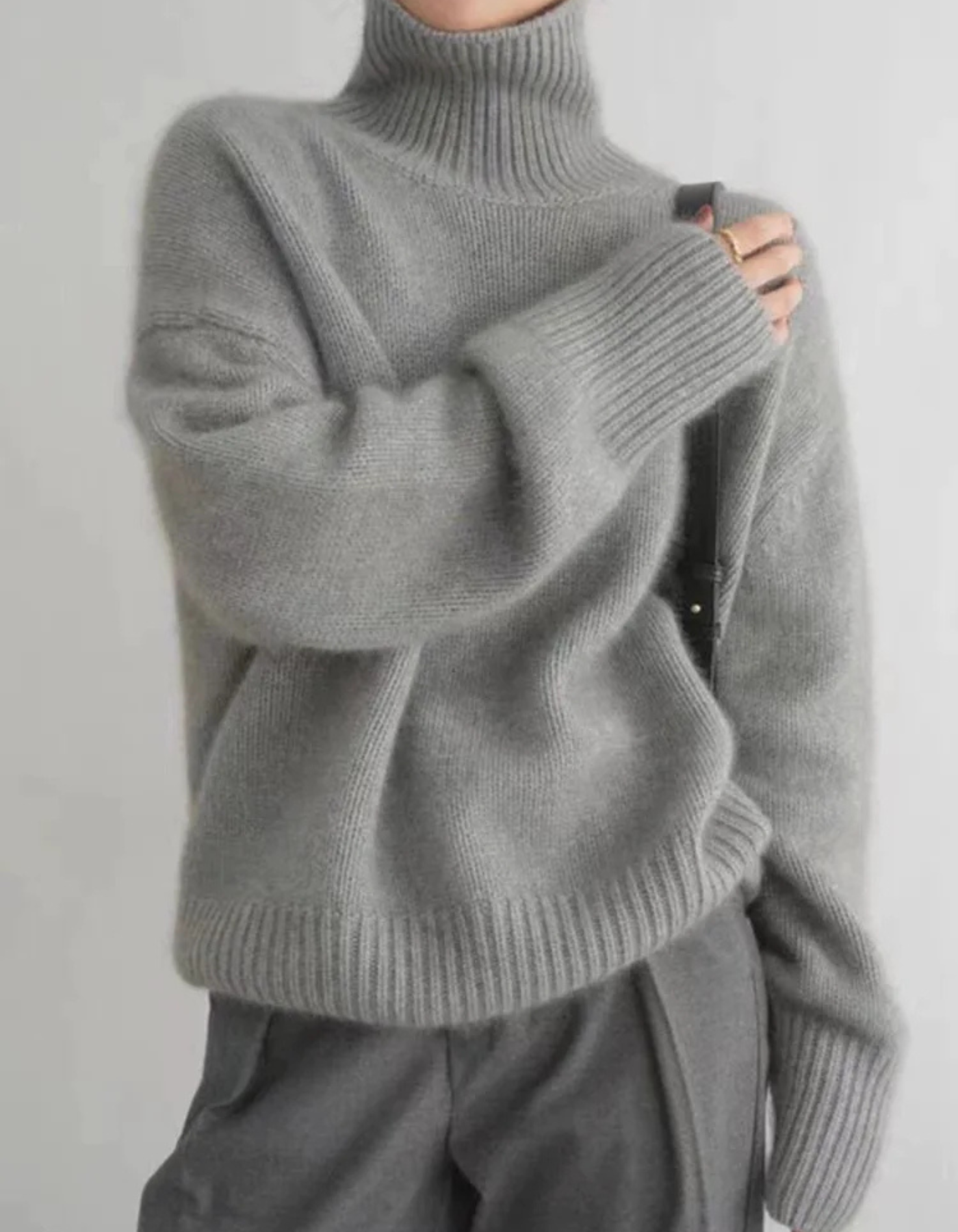 Zella – Przytulny krój – Sweter z golfem-15298067562821-Róża Kwiatowa