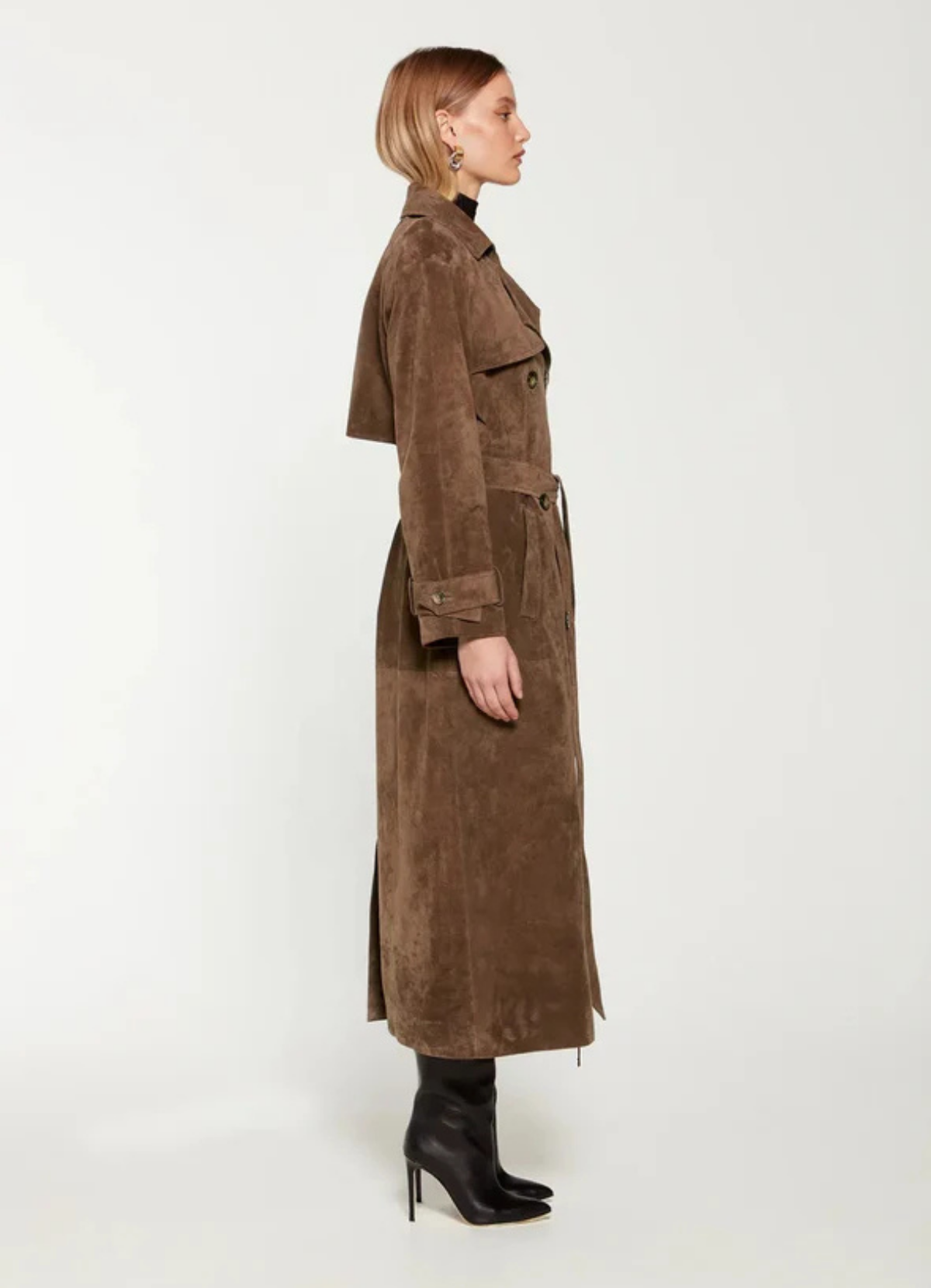 Mariza – Suede trench coat – Płaszcz z podwójnym zapięciem i paskiem-15263139332421-Róża Kwiatowa