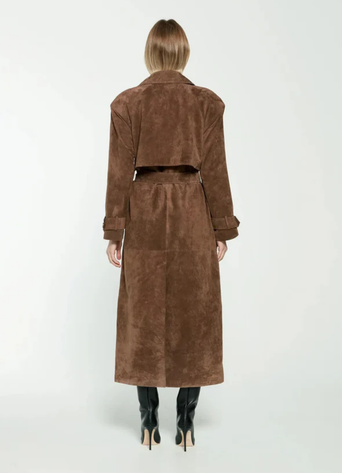 Mariza – Suede trench coat – Płaszcz z podwójnym zapięciem i paskiem-15263139332421-Róża Kwiatowa