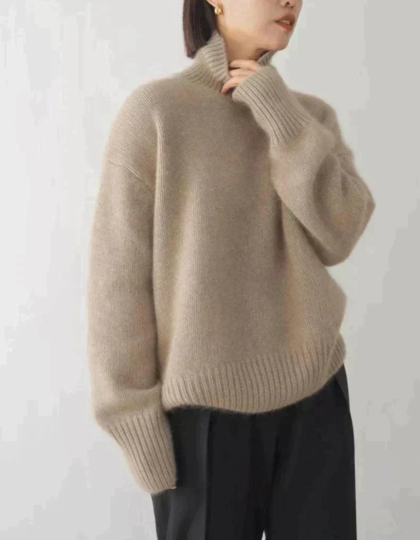 Zella – Przytulny krój – Sweter z golfem-15298067562821-Róża Kwiatowa