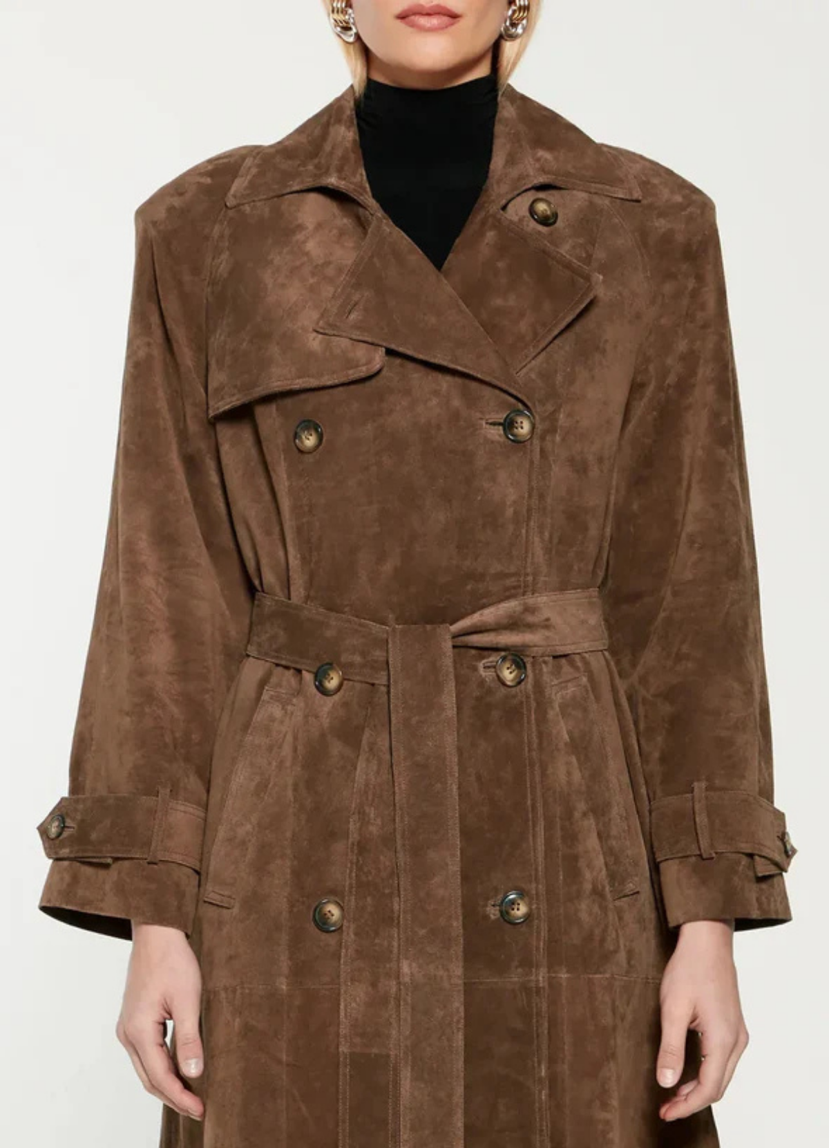 Mariza – Suede trench coat – Płaszcz z podwójnym zapięciem i paskiem-15263139332421-Róża Kwiatowa