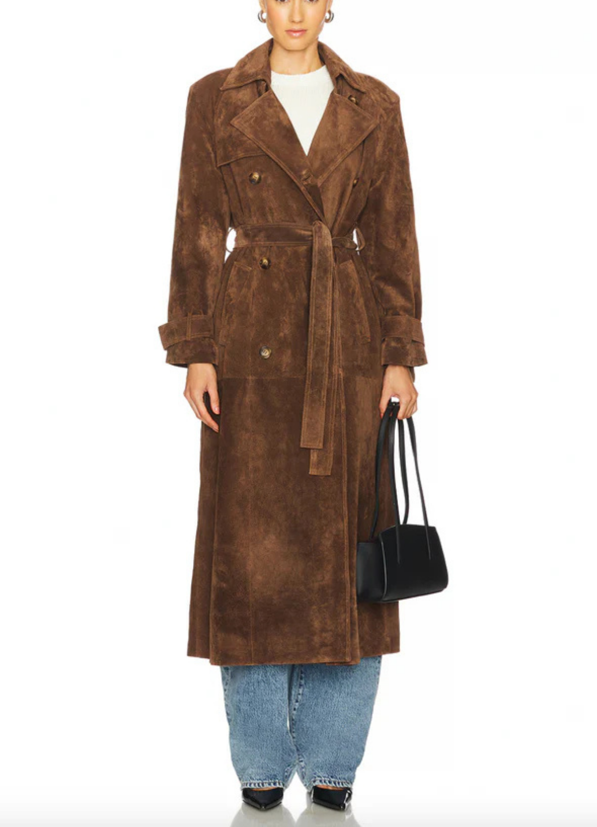 Mariza – Suede trench coat – Płaszcz z podwójnym zapięciem i paskiem-15263139332421-Róża Kwiatowa