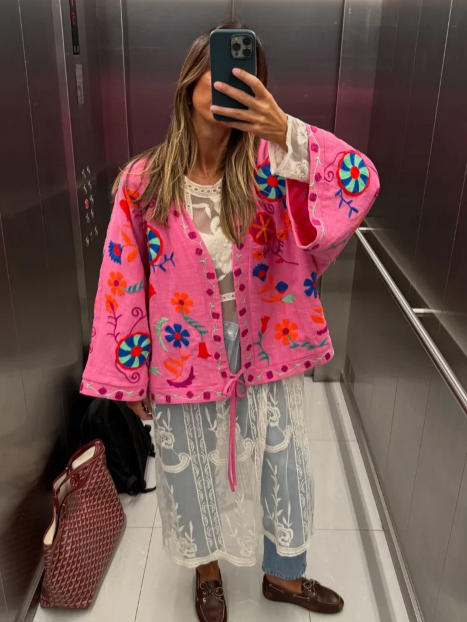 Rosavita – Boho kwiaty – Haftowany top kimono-15248381346117-Róża Kwiatowa