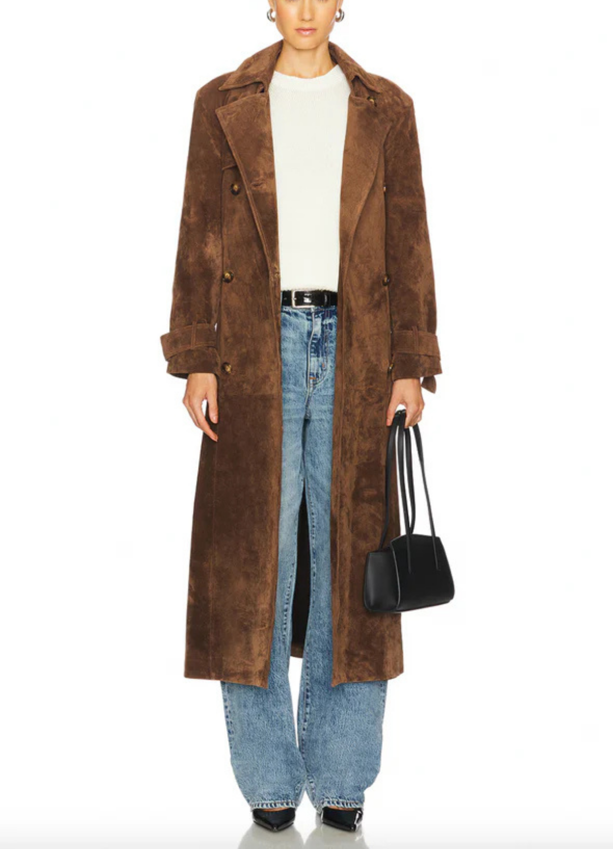 Mariza – Suede trench coat – Płaszcz z podwójnym zapięciem i paskiem-15263139332421-Róża Kwiatowa
