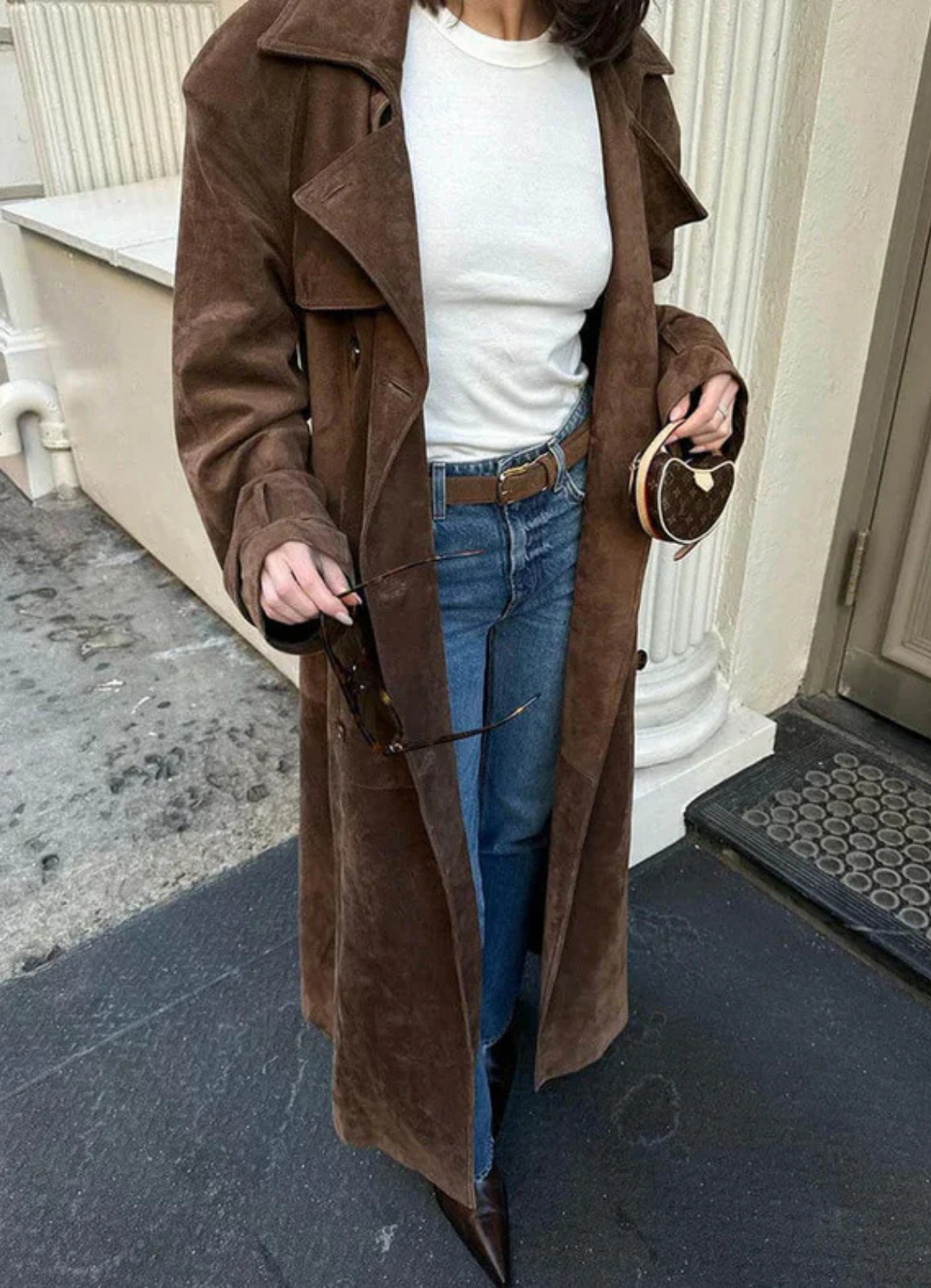Mariza – Suede trench coat – Płaszcz z podwójnym zapięciem i paskiem-15263139332421-Róża Kwiatowa