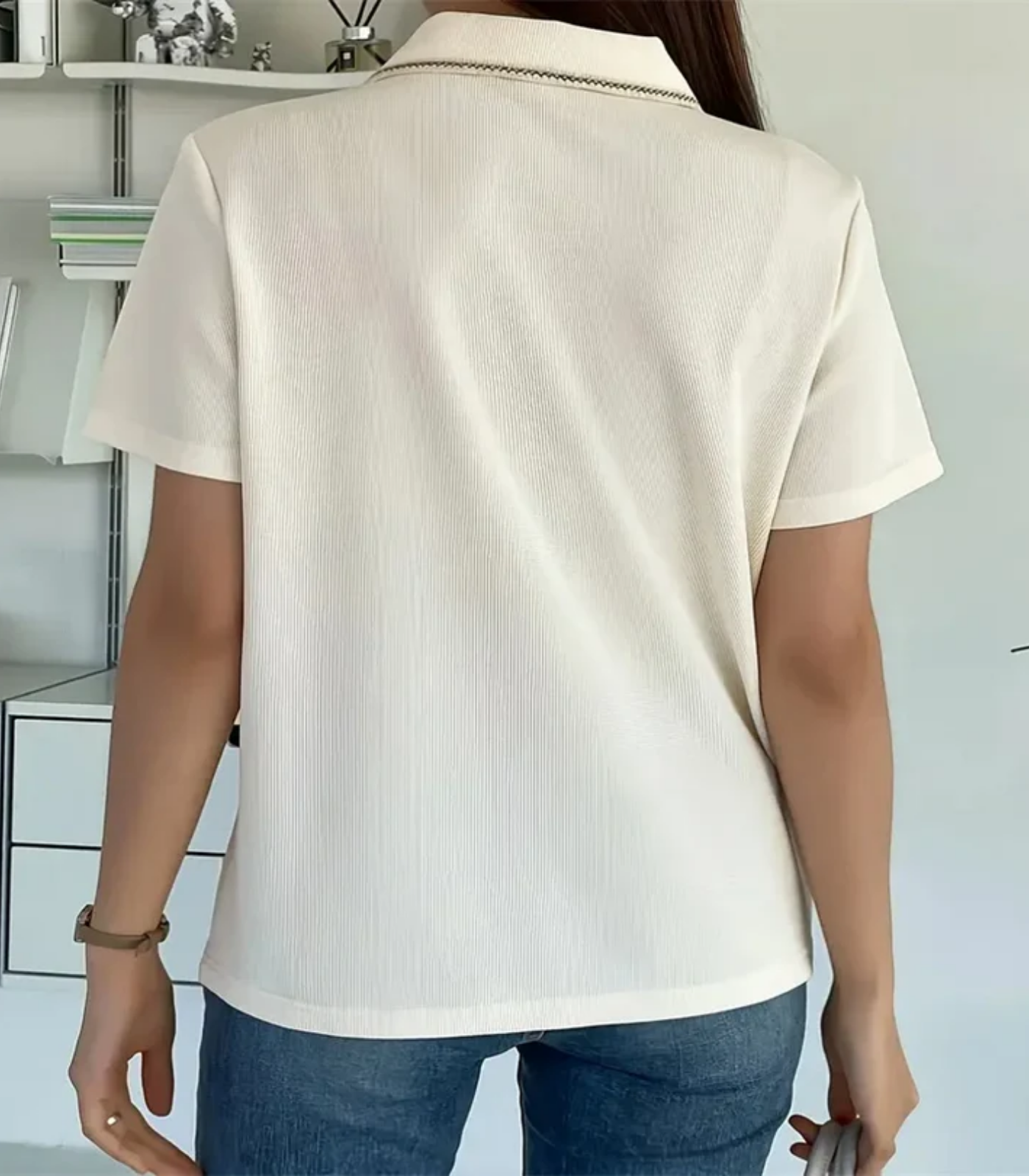 Adrianna – Eleganckie detale – Koszulka polo-15216308650309-Róża Kwiatowa