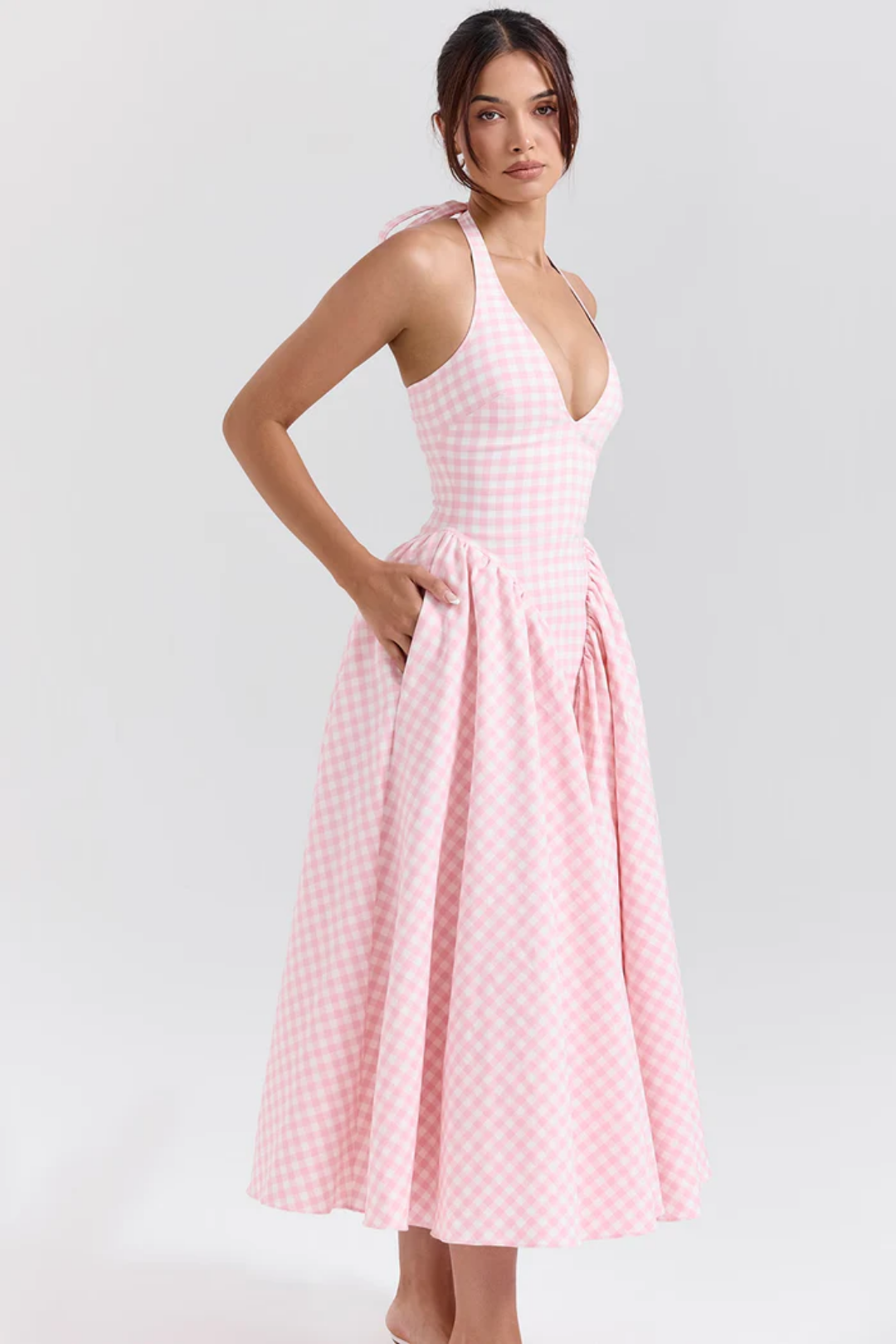 Alexanne – Design na szyję – Sukienka midi-15216456008005-Róża Kwiatowa