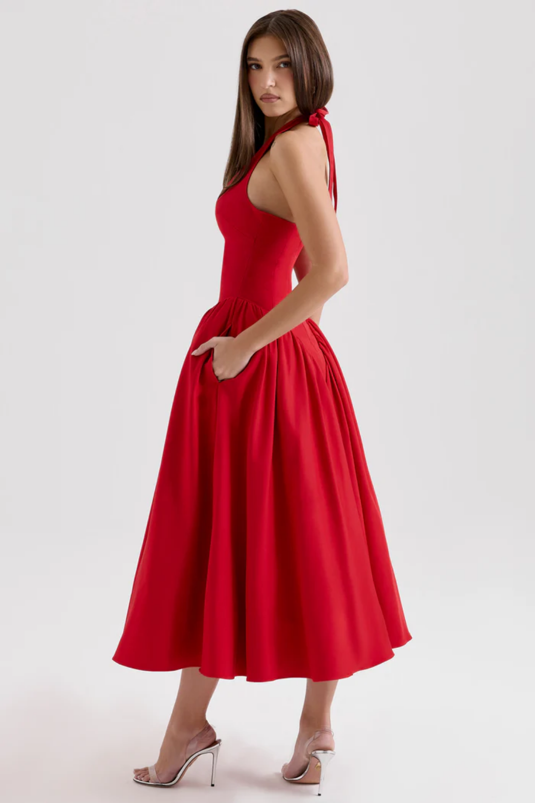 Alexanne – Design na szyję – Sukienka midi-15216456008005-Róża Kwiatowa