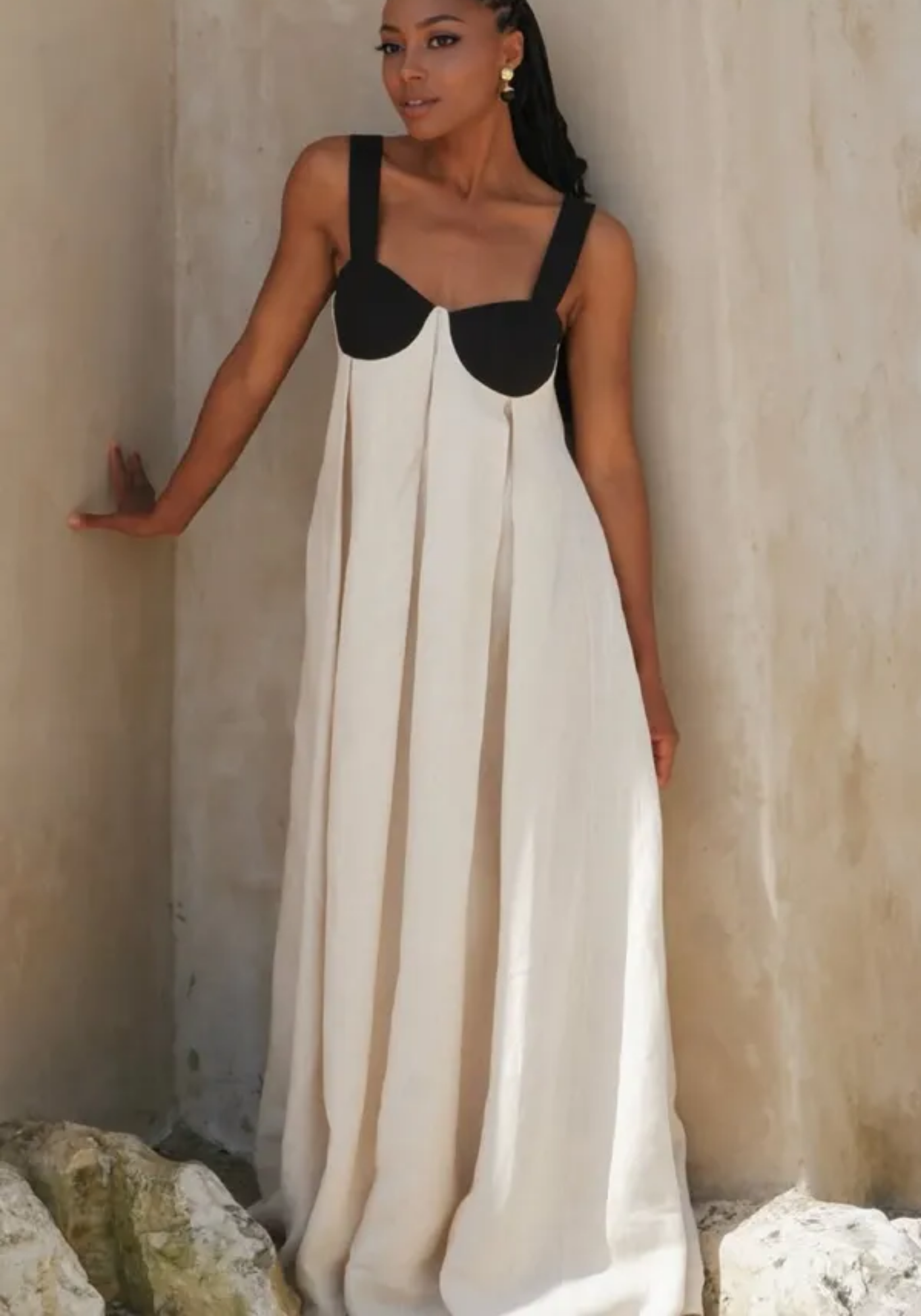 Amiya – Dwukolorowy design – Sukienka maxi-15216456171845-Róża Kwiatowa