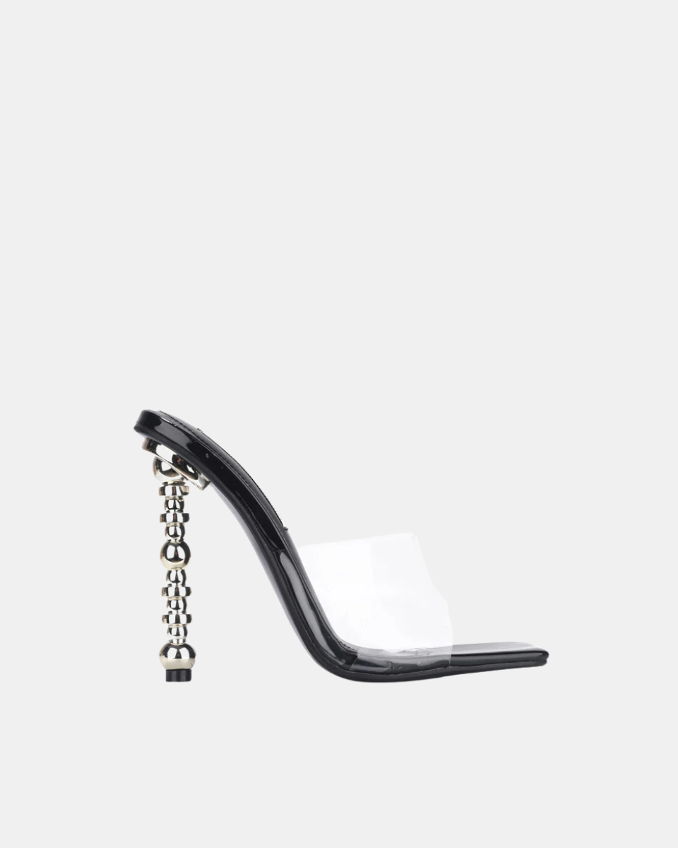 Belladonna – Przezroczysty design – Obcasy typu mule z perłowymi akcentami-15216334242117-Róża Kwiatowa