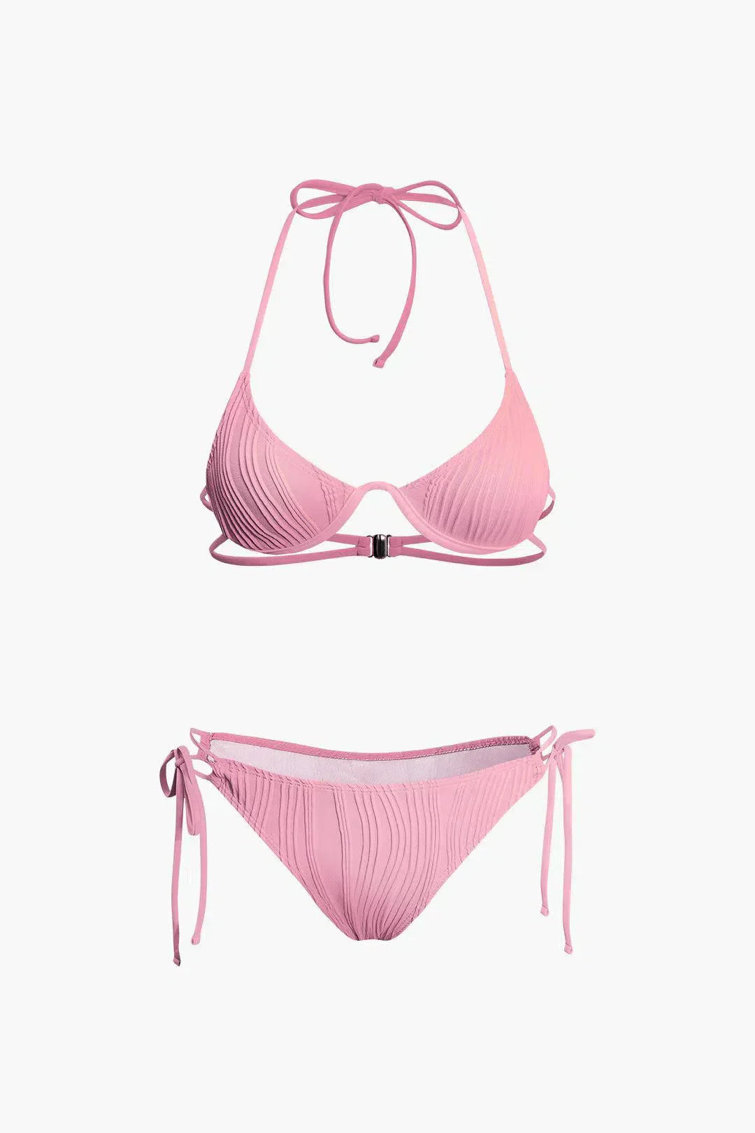 Calyne – Elegancki design – Zestaw bikini z marszczeniami-15216321364293-Róża Kwiatowa