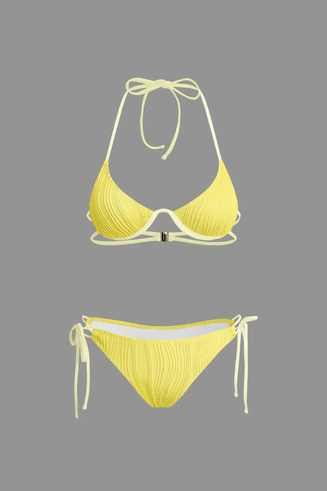 Calyne – Elegancki design – Zestaw bikini z marszczeniami-15216321364293-Róża Kwiatowa