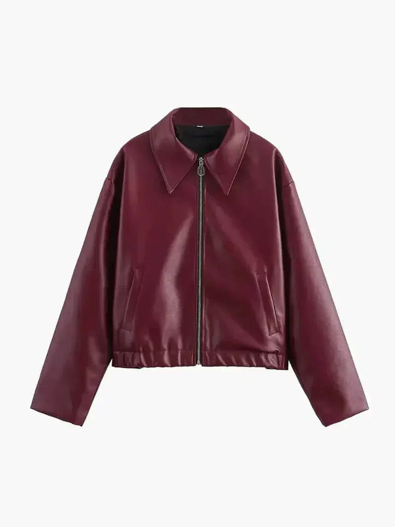 Caterina – Krój oversize – Kurtka skórzana-15216337027397-Róża Kwiatowa
