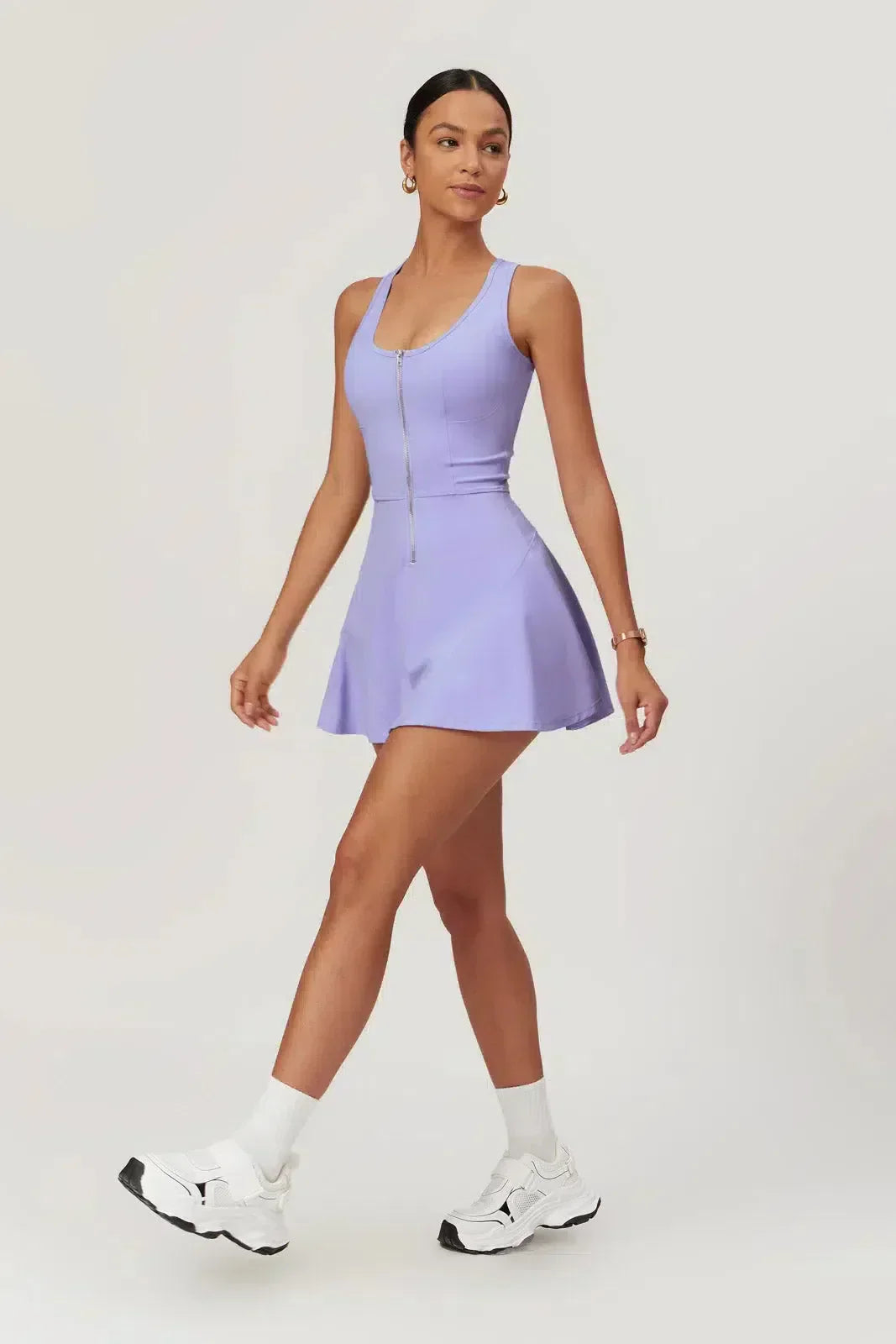 Delphine – Wbudowane szorty – Aktywna mini sukienka-15216366289221-Róża Kwiatowa
