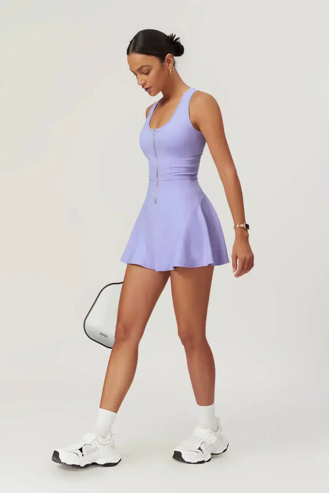 Delphine – Wbudowane szorty – Aktywna mini sukienka-15216366289221-Róża Kwiatowa