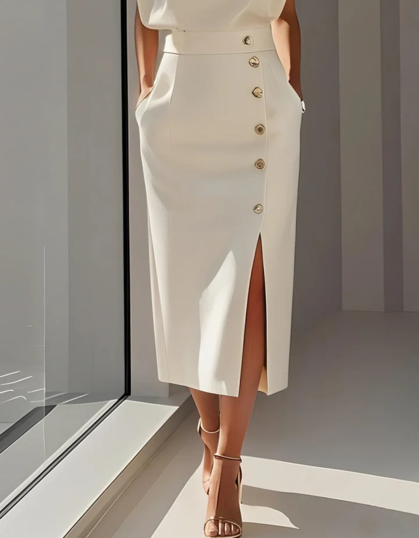 Elvira – Elegancka sylwetka – Sukienka midi-15216315531589-Róża Kwiatowa