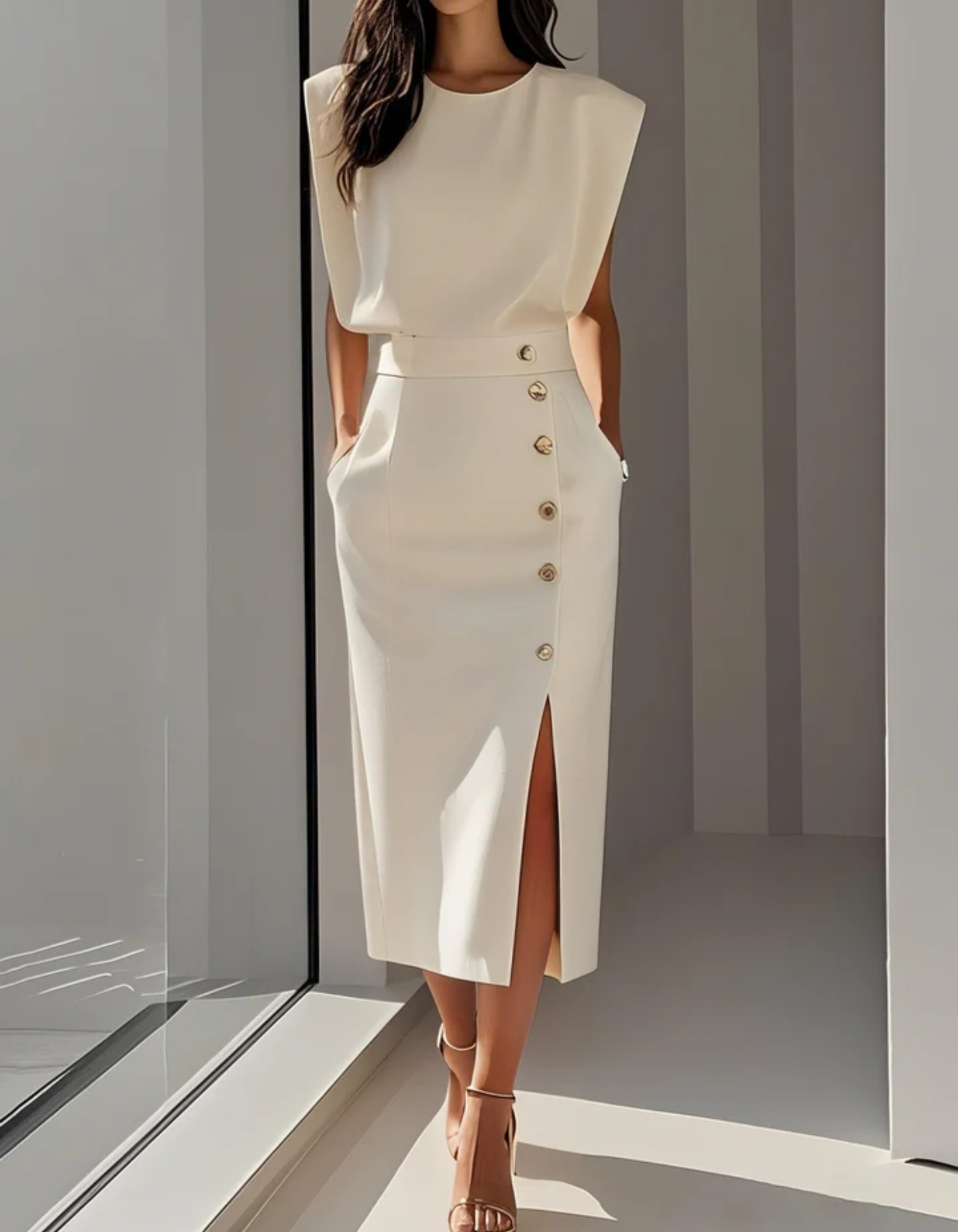 Elvira – Elegancka sylwetka – Sukienka midi-15216315531589-Róża Kwiatowa