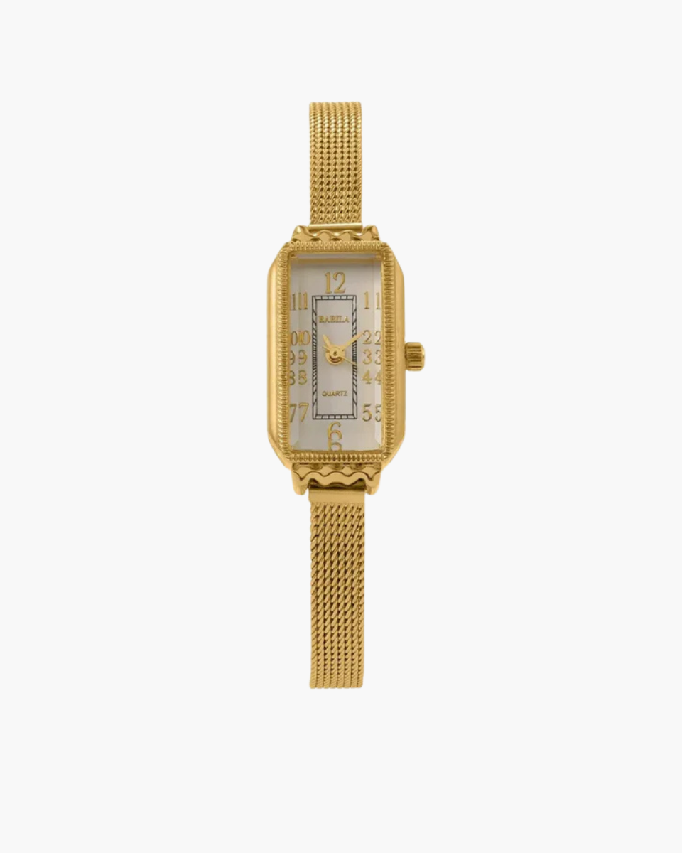 Fleur – Zegarek zainspirowany stylem vintage – Bransoleta siatkowa-15216224698693-Róża Kwiatowa