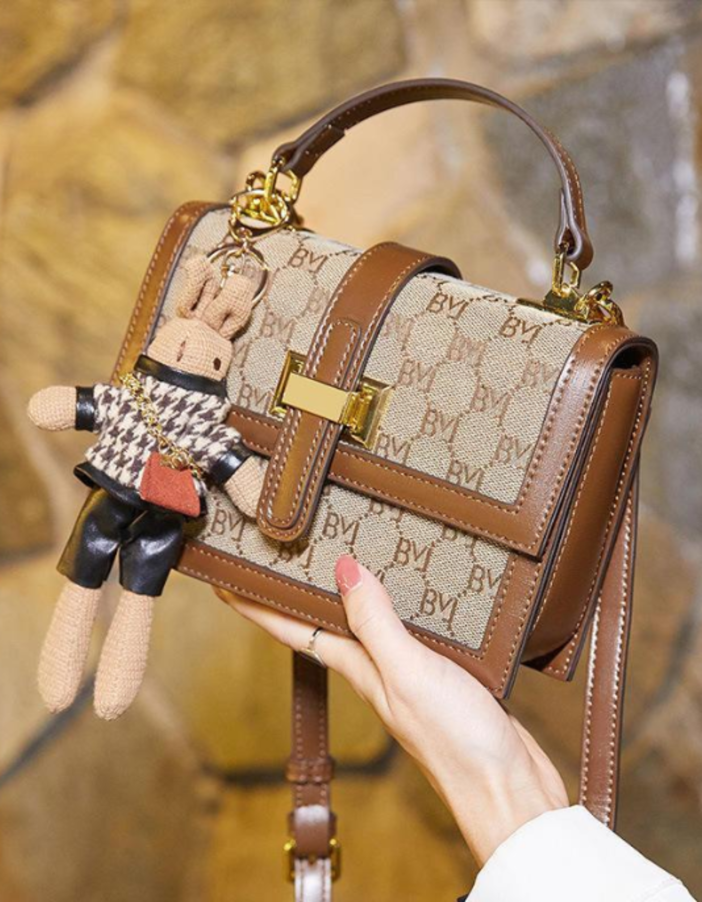 Florentia – Zawieszka z monogramem w kształcie króliczka – Torba na ramię-15216455385413-Róża Kwiatowa