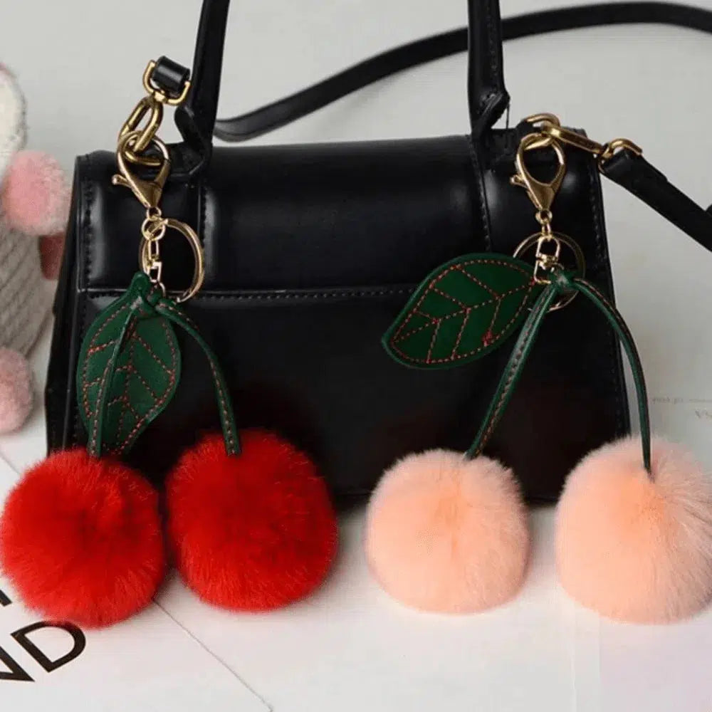 Fluffy Cherry – Zabawny wzór z puszystą wiśnią – Zawieszka do torebki-15216244490565-Róża Kwiatowa