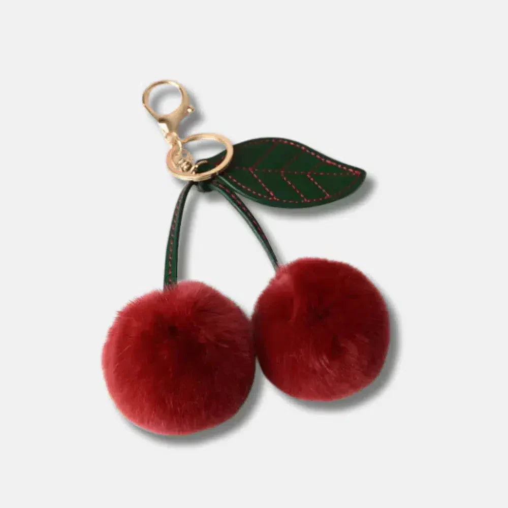 Fluffy Cherry – Zabawny wzór z puszystą wiśnią – Zawieszka do torebki-15216244490565-Róża Kwiatowa