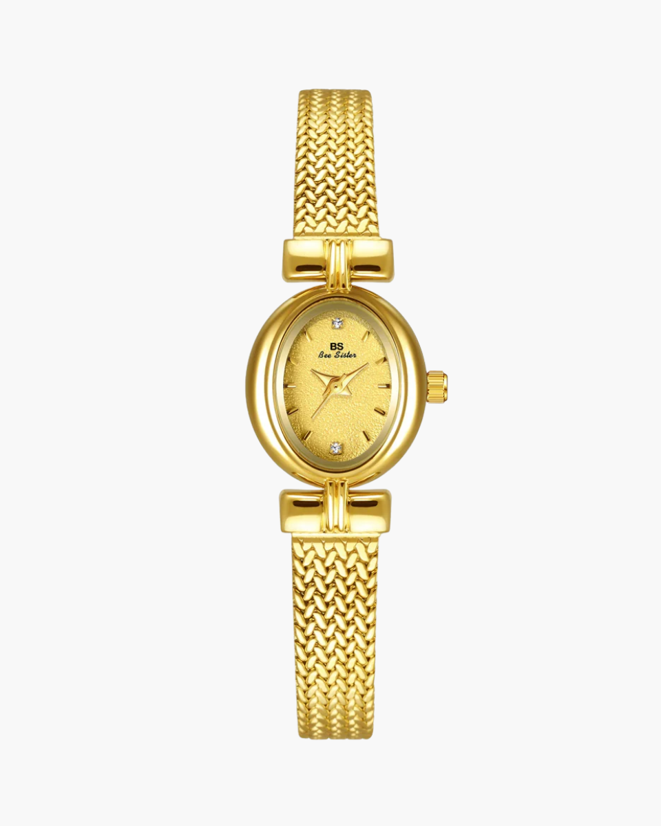 Gigi – Pozłacany pasek siatkowy – Zegarek vintage-15216230170949-Róża Kwiatowa