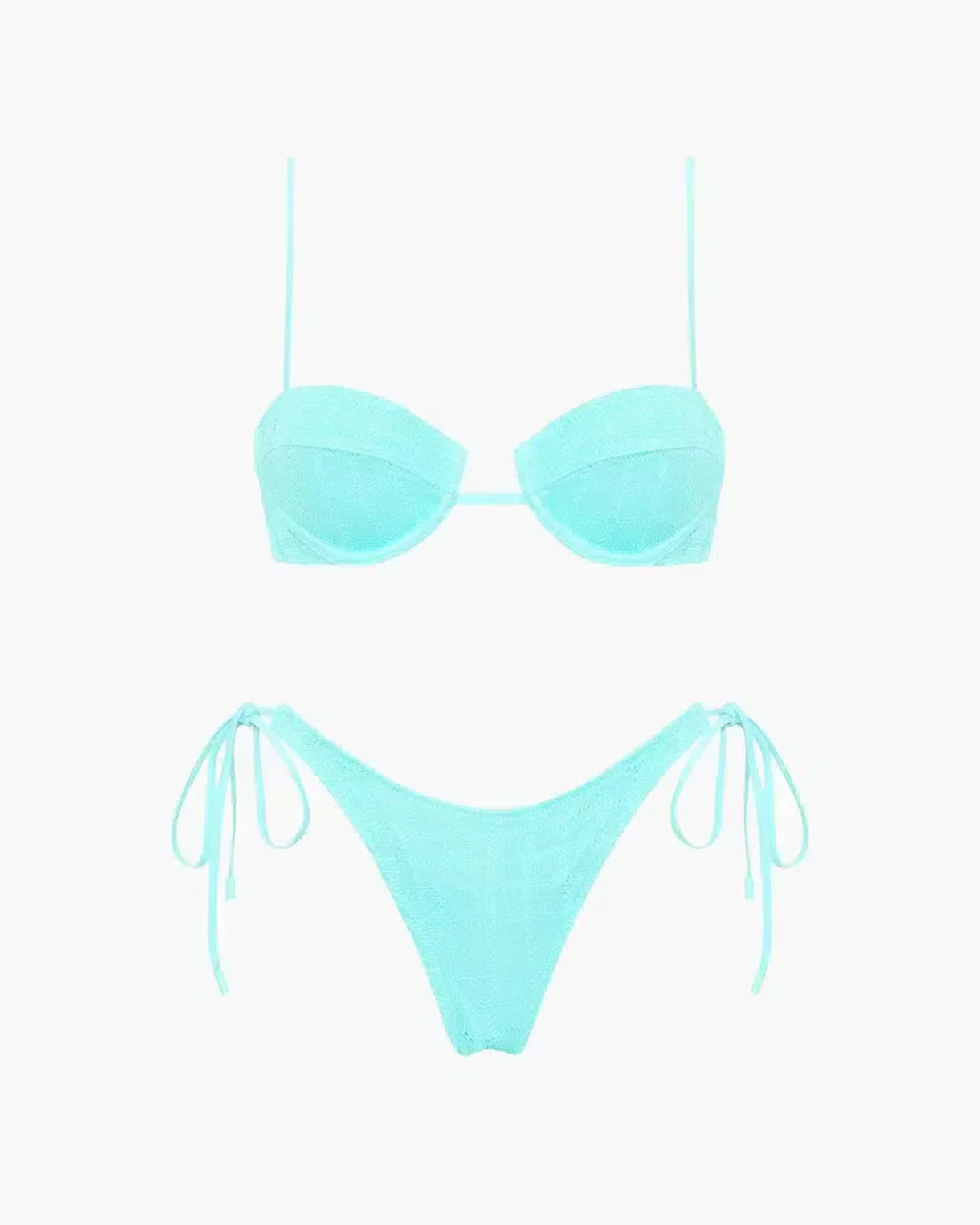 Ilona – Majtki z wiązaniem – Teksturowany zestaw bikini inspirowany Javą-15216319529285-Róża Kwiatowa