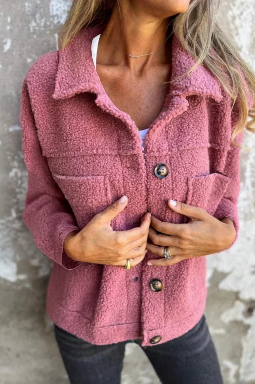 Joanna – Przytulny dotyk – Kurtka teddy-15266521448773-Róża Kwiatowa