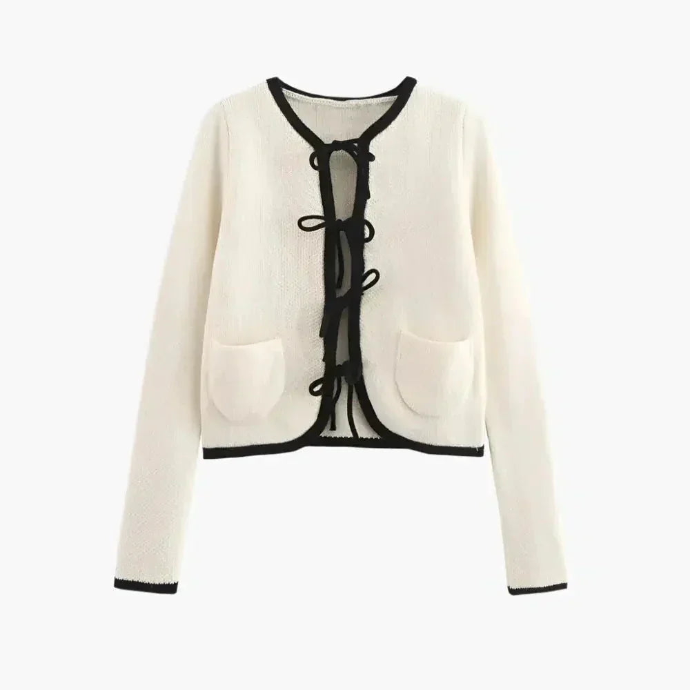 Josette – Akcenty kokardkowe – Elegancki kardigan-15216257761605-Róża Kwiatowa