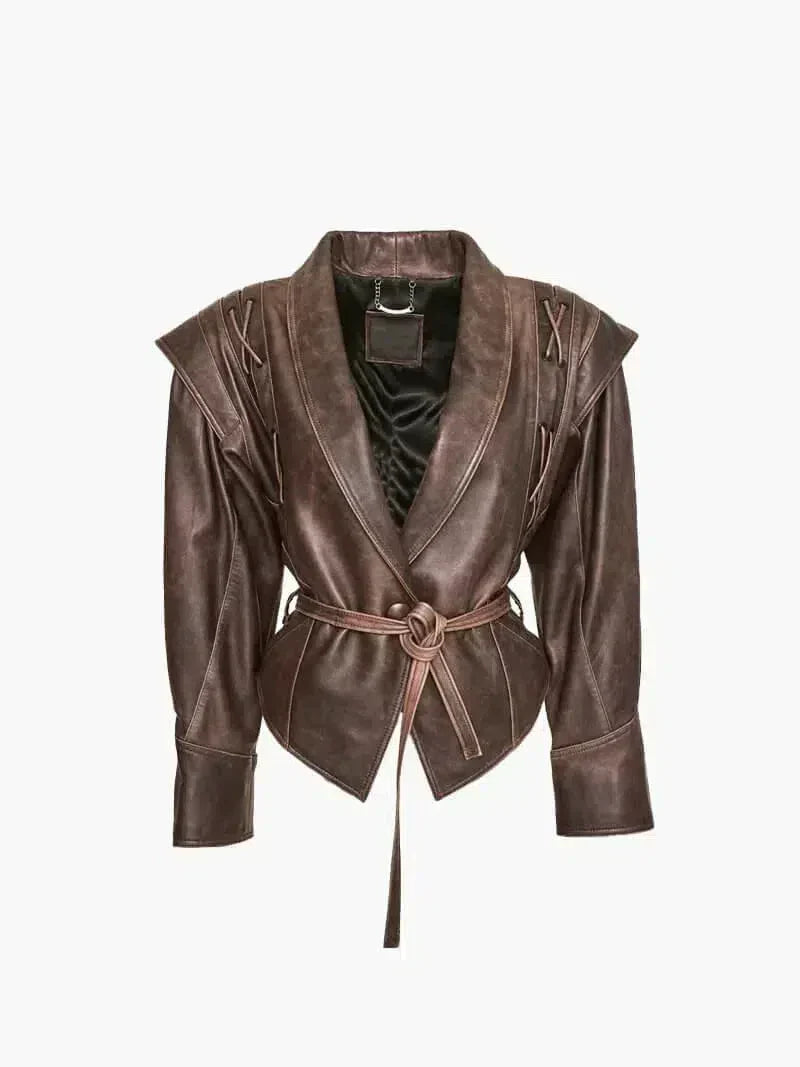 Katniss – Styl inspirowany westernem – Skórzana kurtka-15216340795717-Róża Kwiatowa