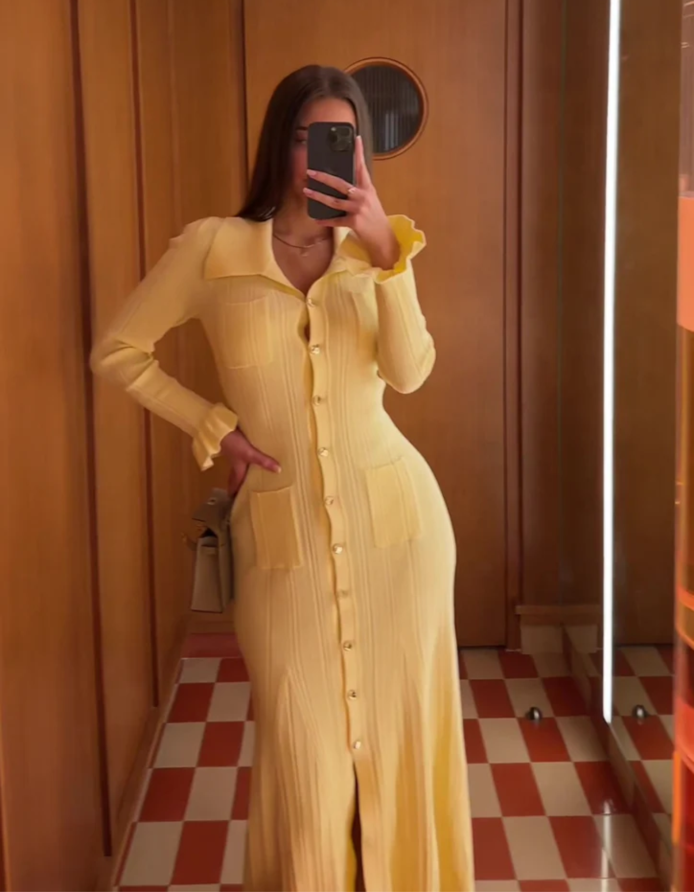 Lena – Strukturalny design z guzikami – Sukienka midi-15216447324485-Róża Kwiatowa