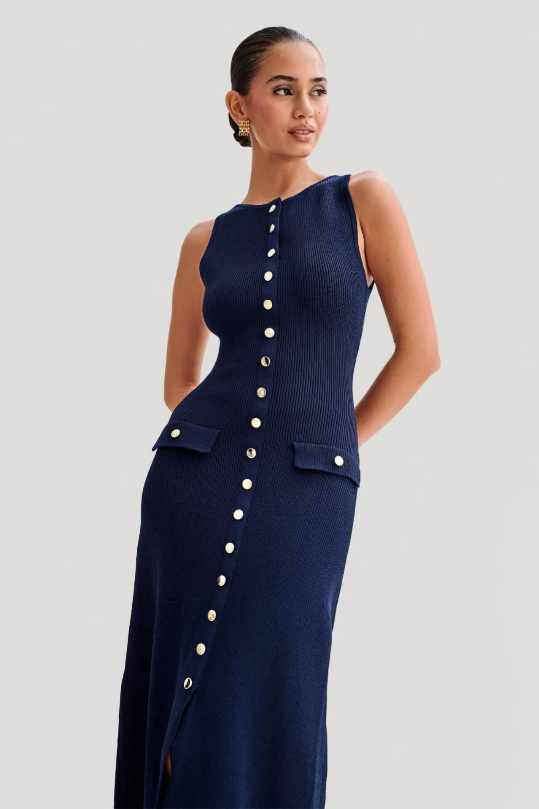 Leonna – Bezwysiłkowa elegancja z guzikami – Sukienka midi-15216447914309-Róża Kwiatowa