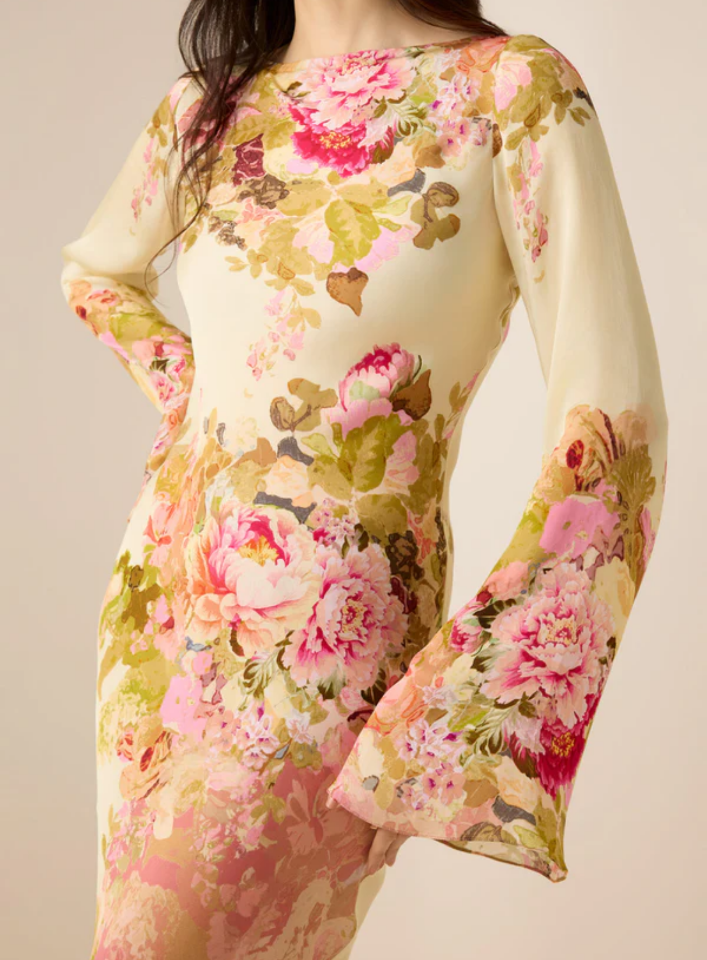 Liliana – Kwiatowy wzór – Sukienka maxi-15216457056581-Róża Kwiatowa