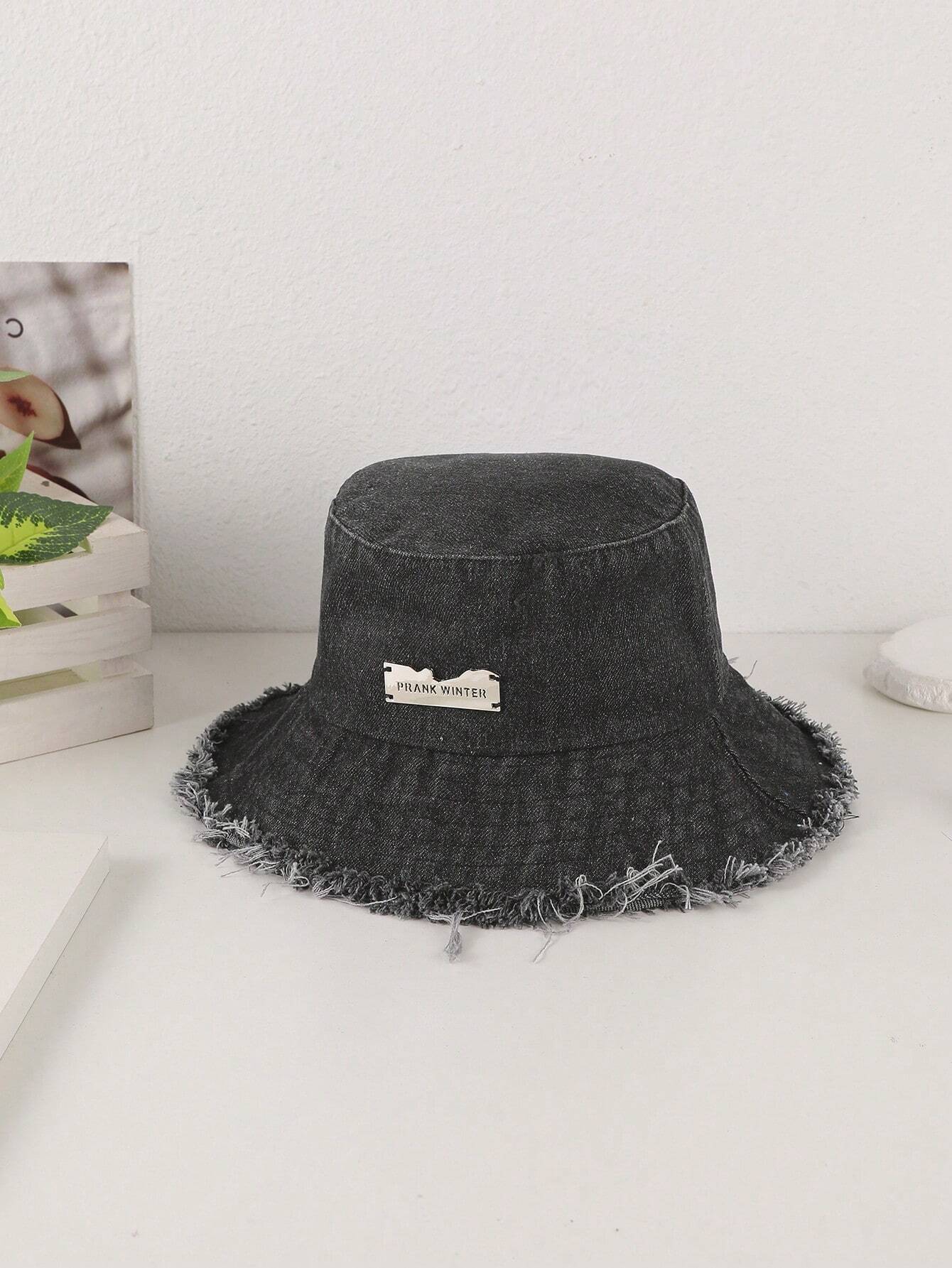 Lioré – Postrzępione wykończenie – Prany jeansowy kapelusz bucket-15216288530757-Róża Kwiatowa