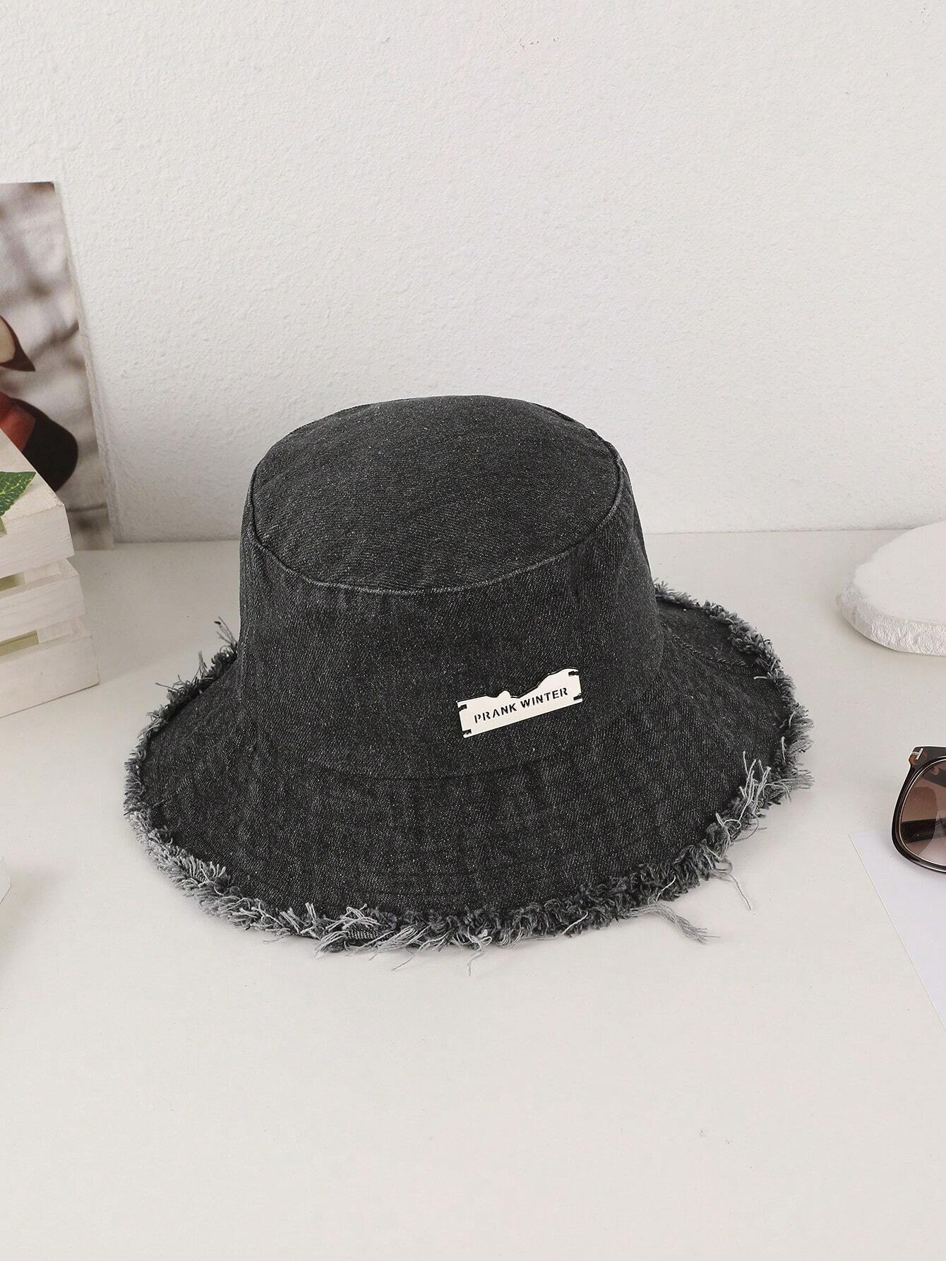 Lioré – Postrzępione wykończenie – Prany jeansowy kapelusz bucket-15216288530757-Róża Kwiatowa