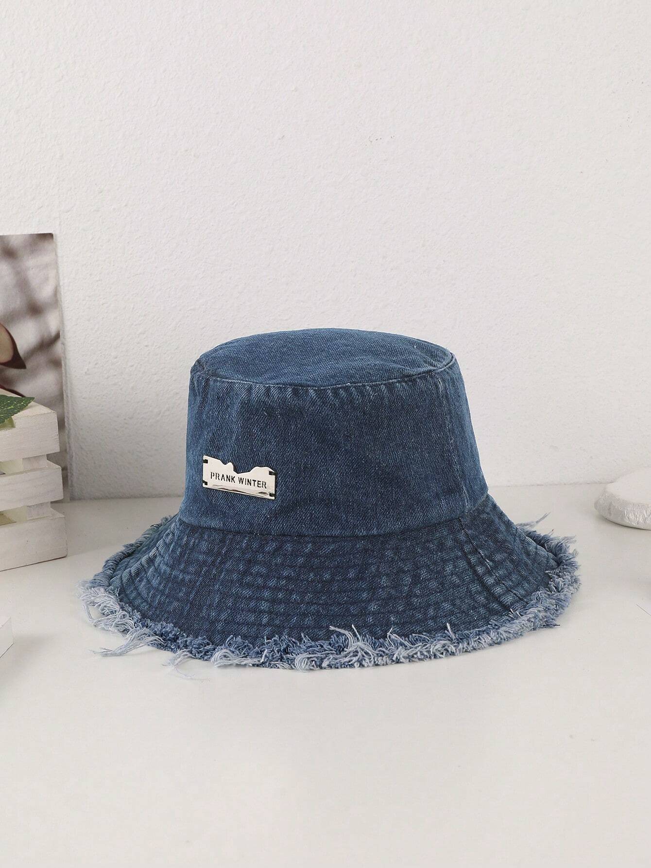 Lioré – Postrzępione wykończenie – Prany jeansowy kapelusz bucket-15216288530757-Róża Kwiatowa