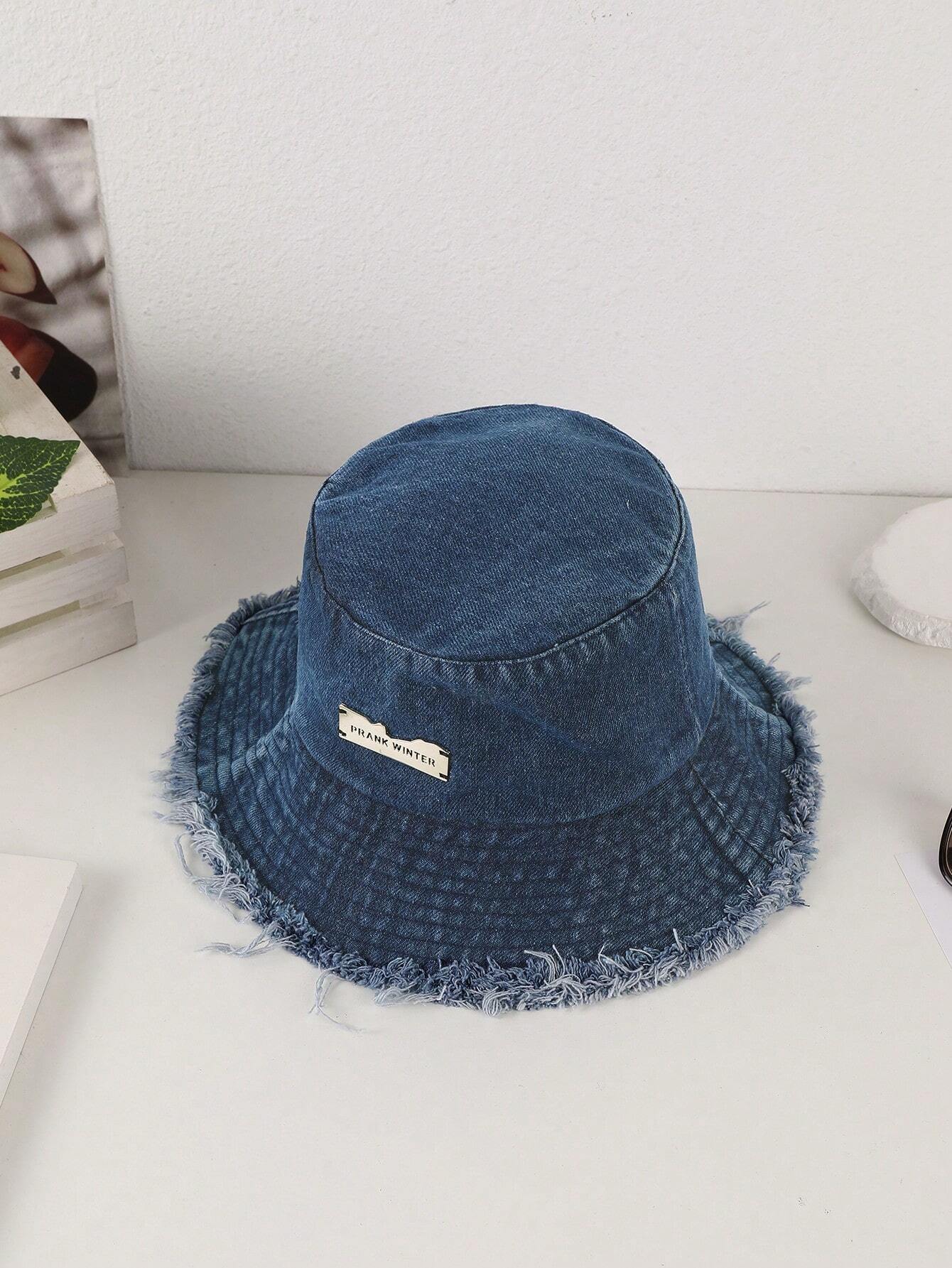 Lioré – Postrzępione wykończenie – Prany jeansowy kapelusz bucket-15216288530757-Róża Kwiatowa