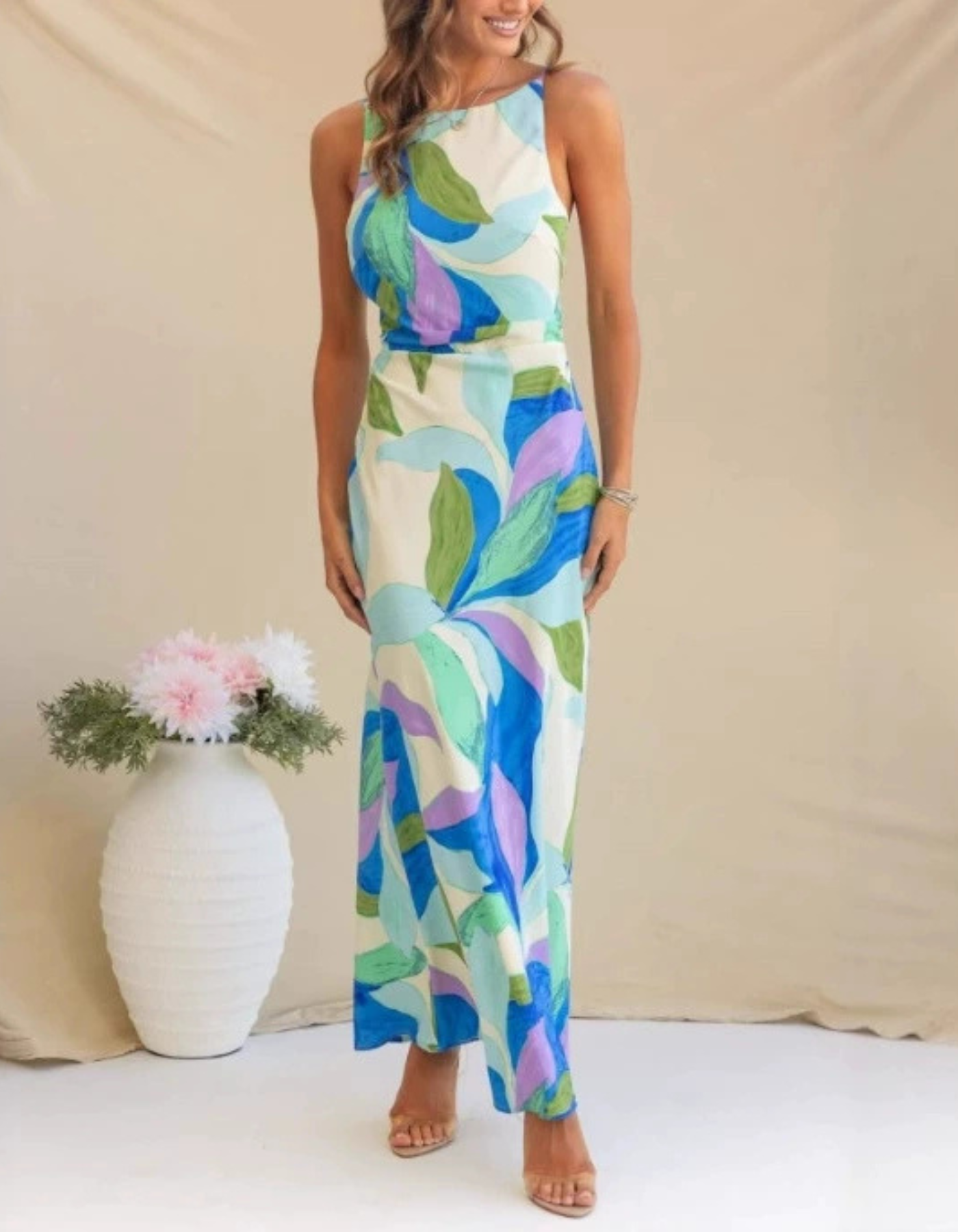 Lucie – Kwiatowy wzór – Suknia maxi-15216406069573-Róża Kwiatowa
