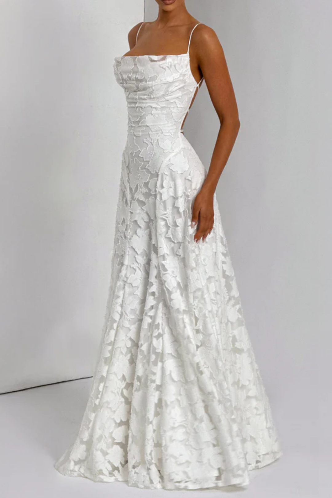 Lunariare – Kwiatowa koronka elegancji – Sukienka maxi-15216448504133-Róża Kwiatowa
