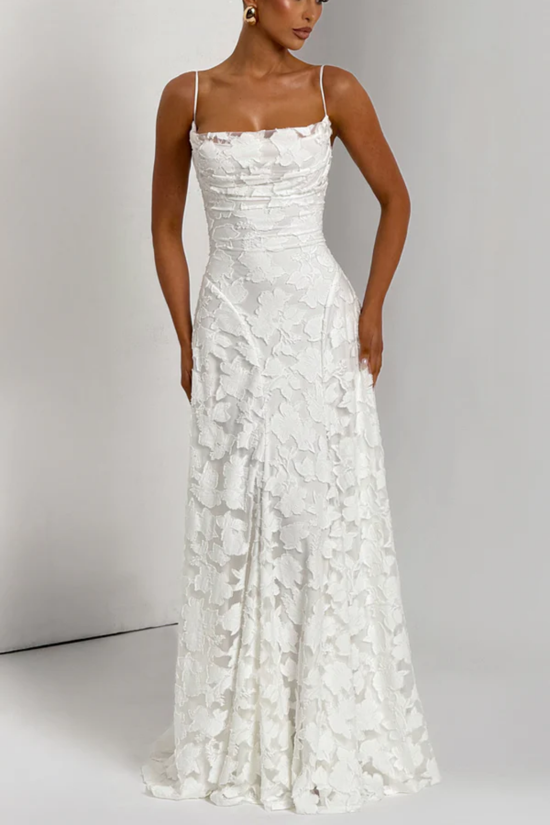 Lunariare – Kwiatowa koronka elegancji – Sukienka maxi-15216448504133-Róża Kwiatowa