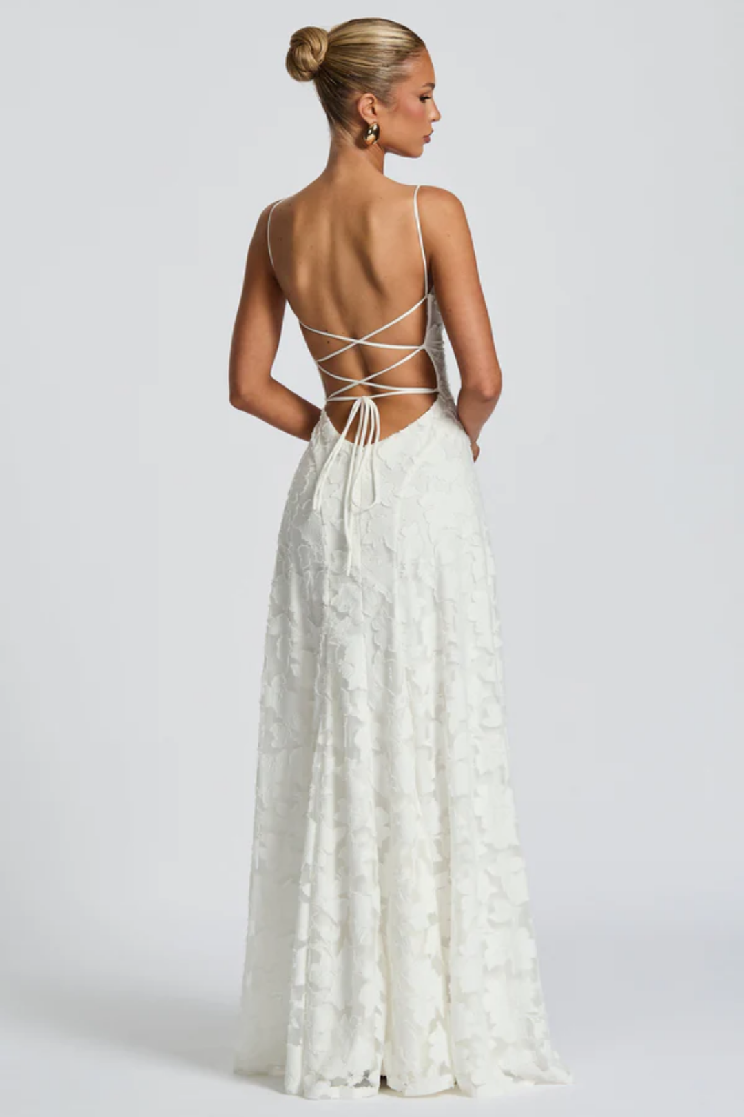 Lunariare – Kwiatowa koronka elegancji – Sukienka maxi-15216448504133-Róża Kwiatowa